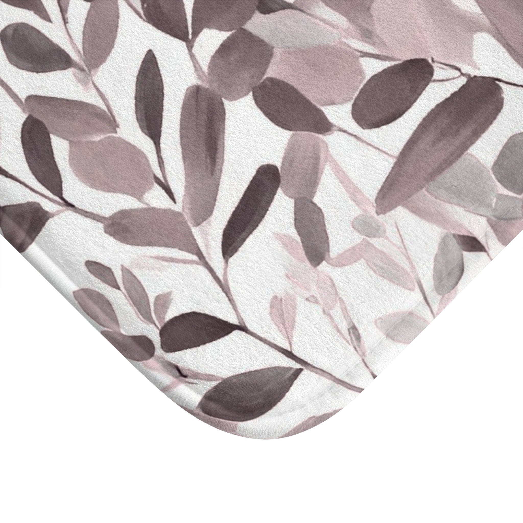 Floral Leaves Bath Mat | Grey Taupe Kitchen Mat