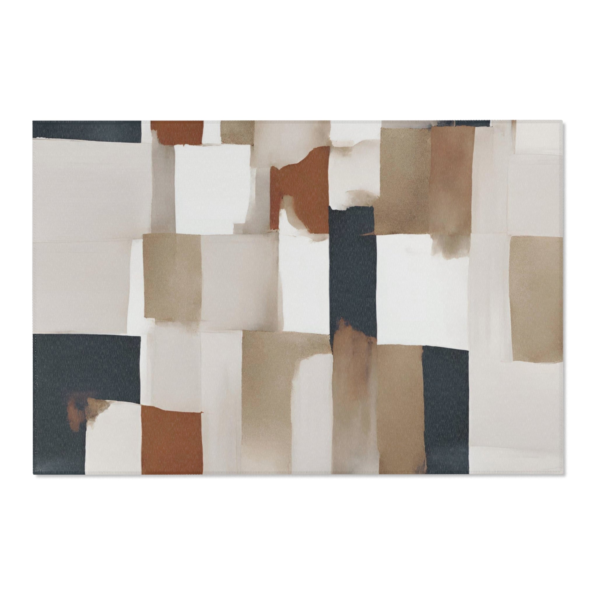 Abstract Large Area Rug | Modern Rug, White Beige, Rust