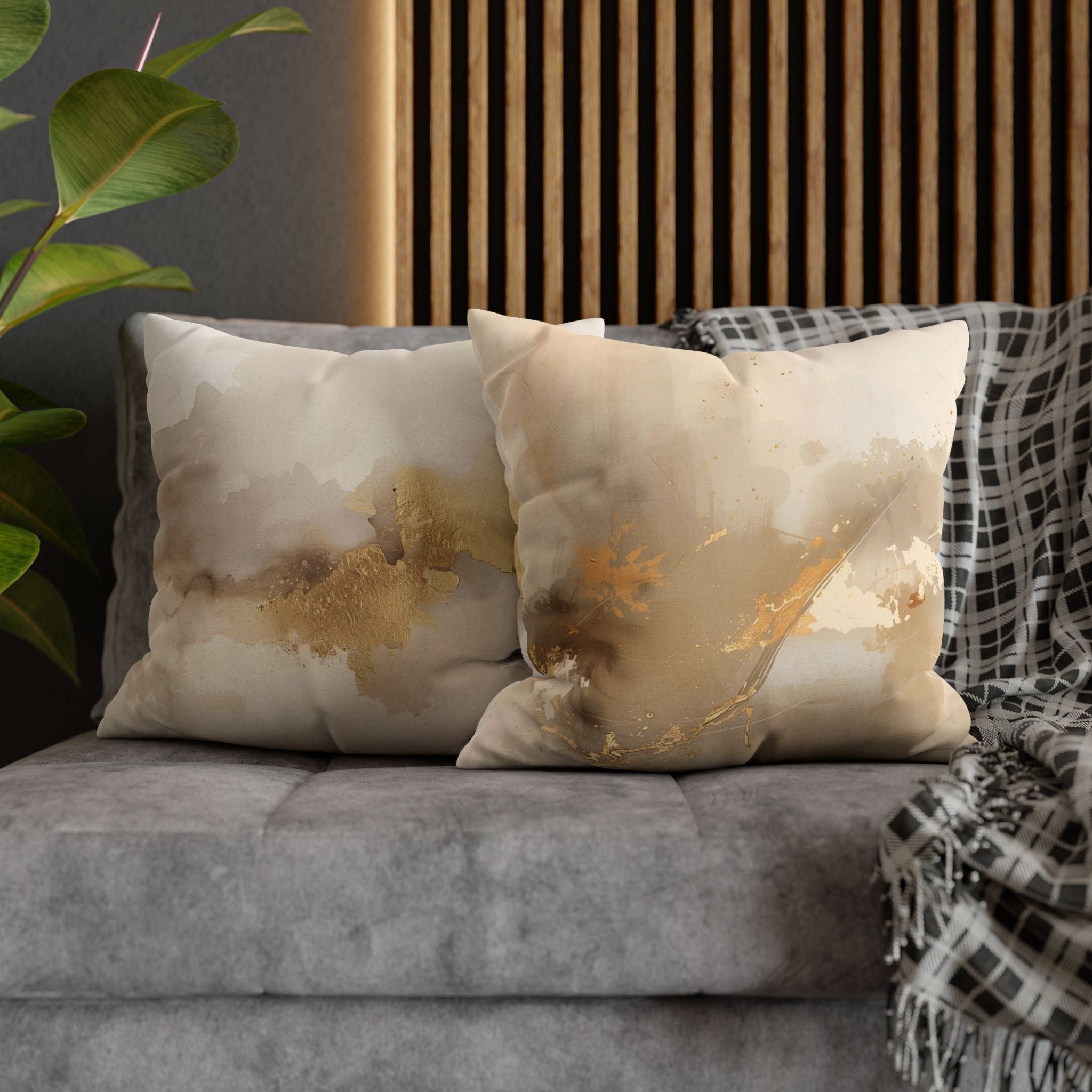 Abstract Pillow Cover | Earthy Neutral Beige Muted Gold Ombre