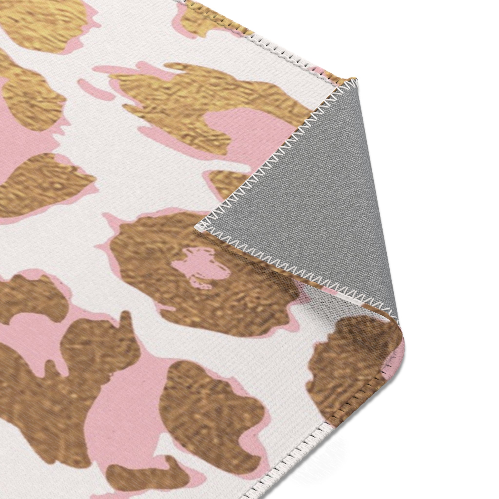 Boho Area Rug | Animal Skin Print, Pink White Brown