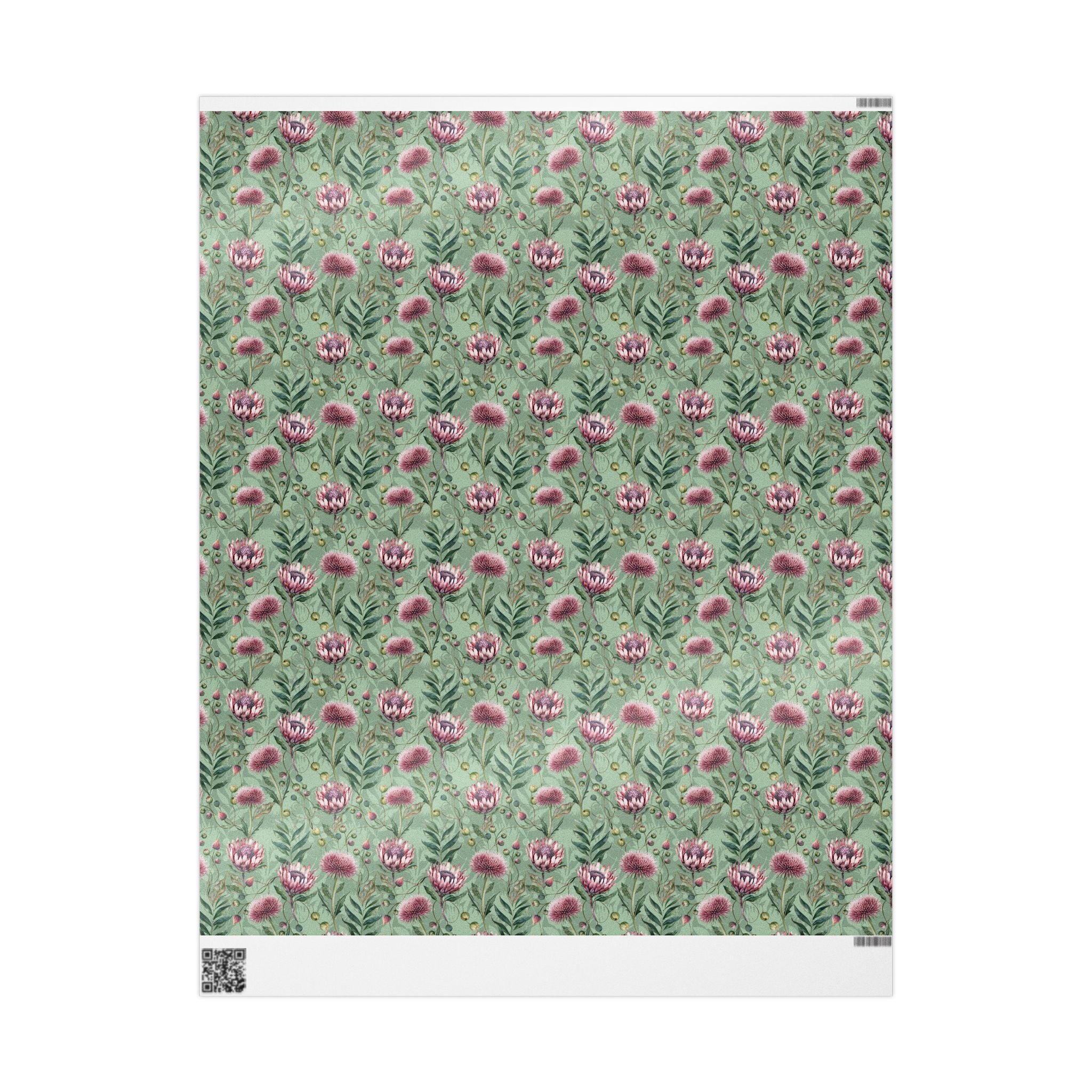 Gift Wrapping Paper | Colorful Sage Green, Pink Floral Wrap for the Holidays, Birthdays