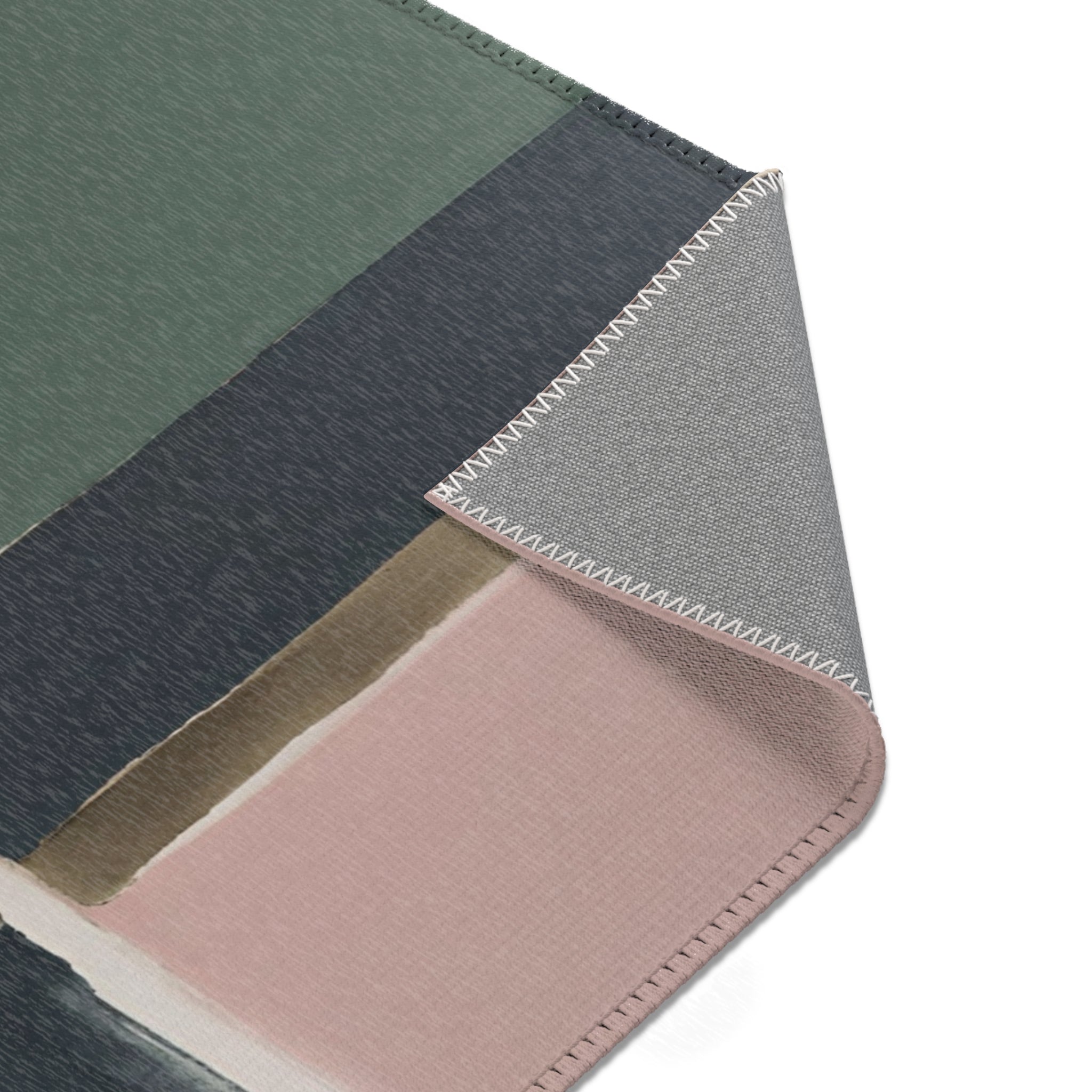 Abstract Large Area Rug | Modern Rug, Muted Sage Green, Pink, Dark Grey