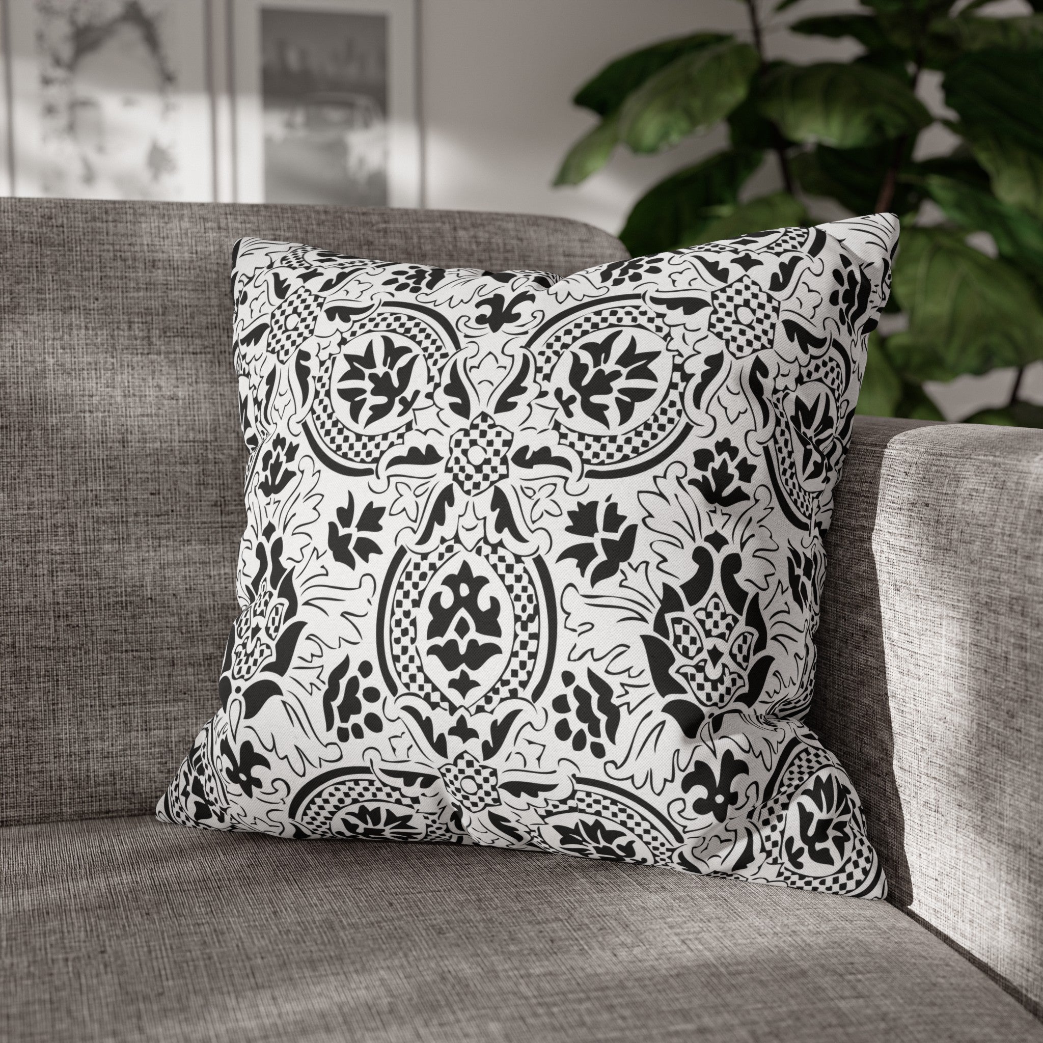 Vintage Pillow Cover | Black White, Art Deco, Nouveau