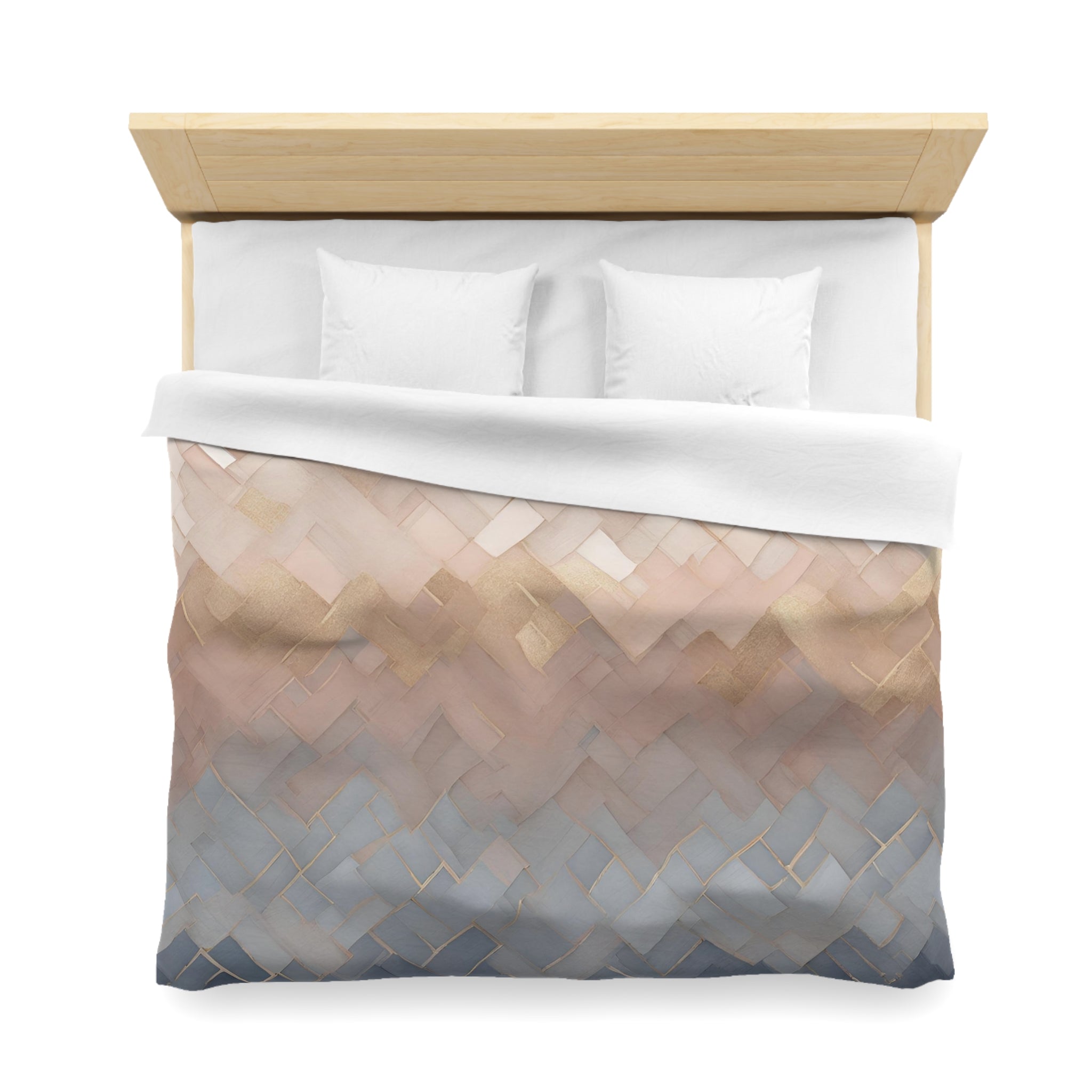 Abstract Duvet Pillow Cover Set | Pastel Blue, Blush Pink Ombre Geometric