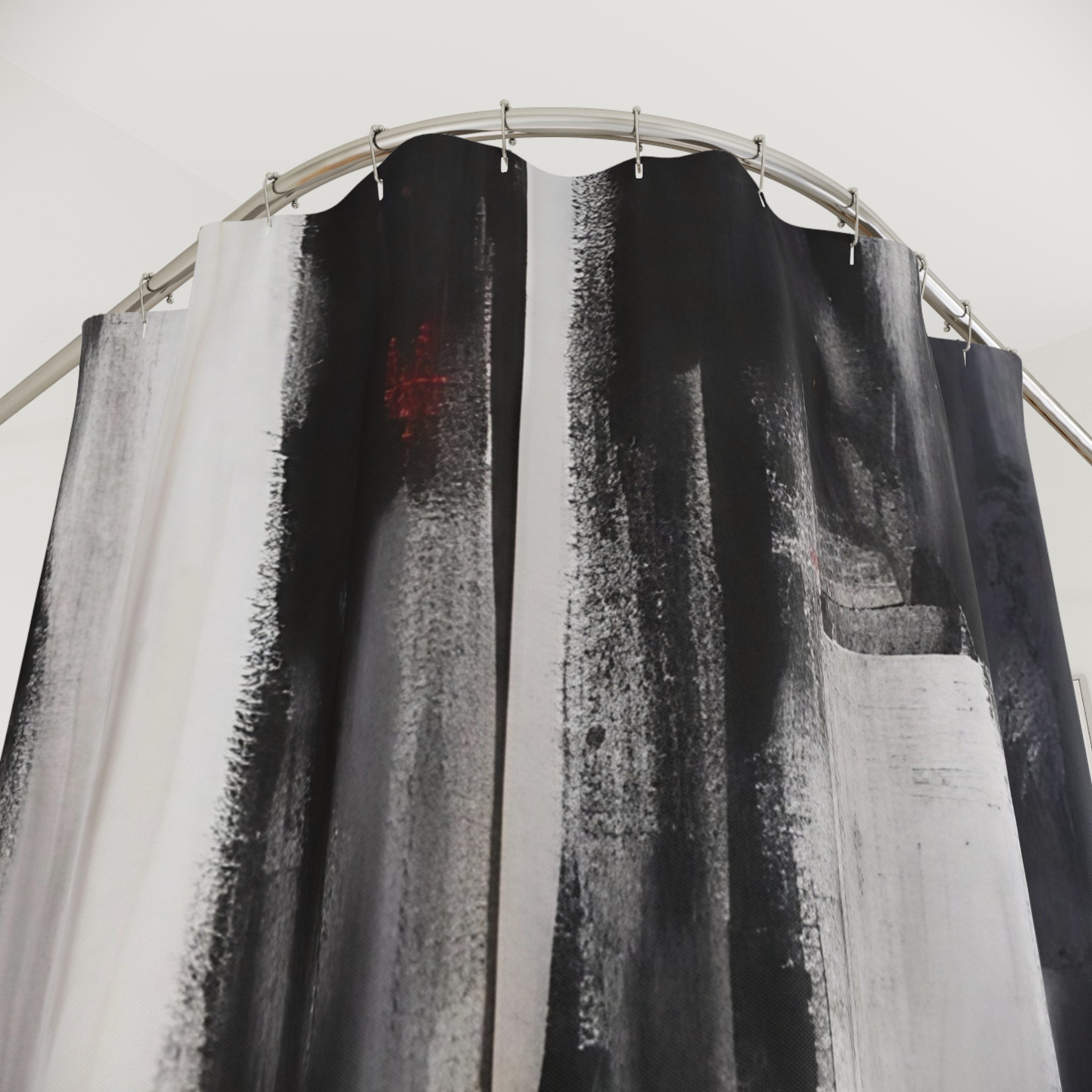 Boho Abstract Shower Curtain | Black White Watercolor