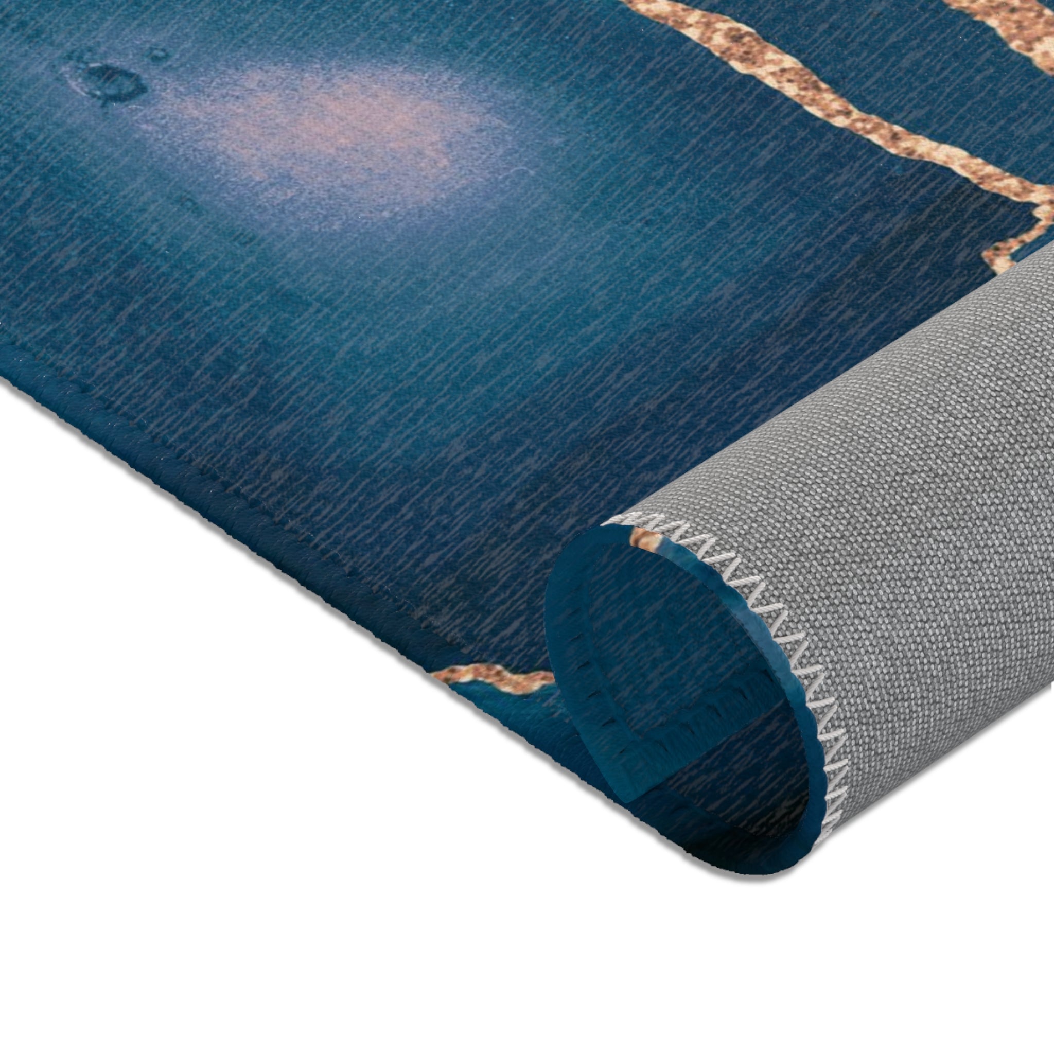 Abstract Large Area Rug | Modern Accent Rug, Navy blue, Beige