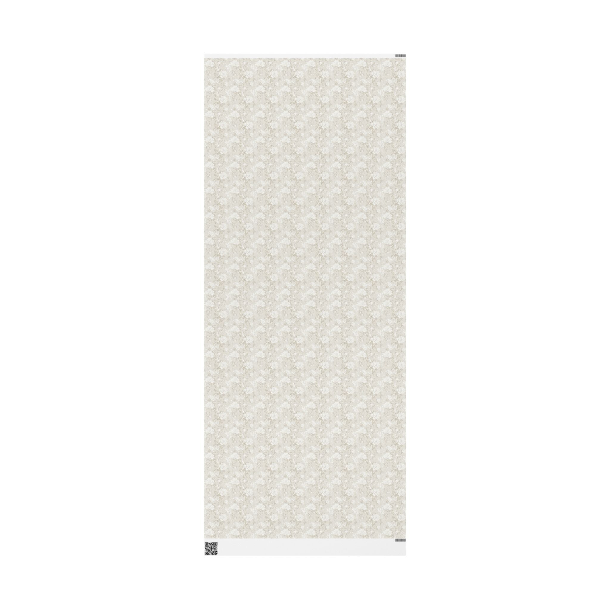 The image is a square with a repeating pattern of beige and white flowers or leaves.