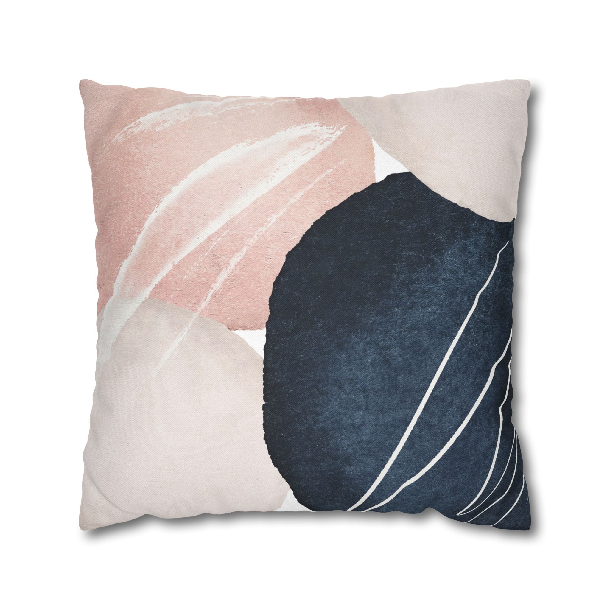 Abstract Pillow Cover | Blush Pink Navy Blue Watercolor Pillowcase