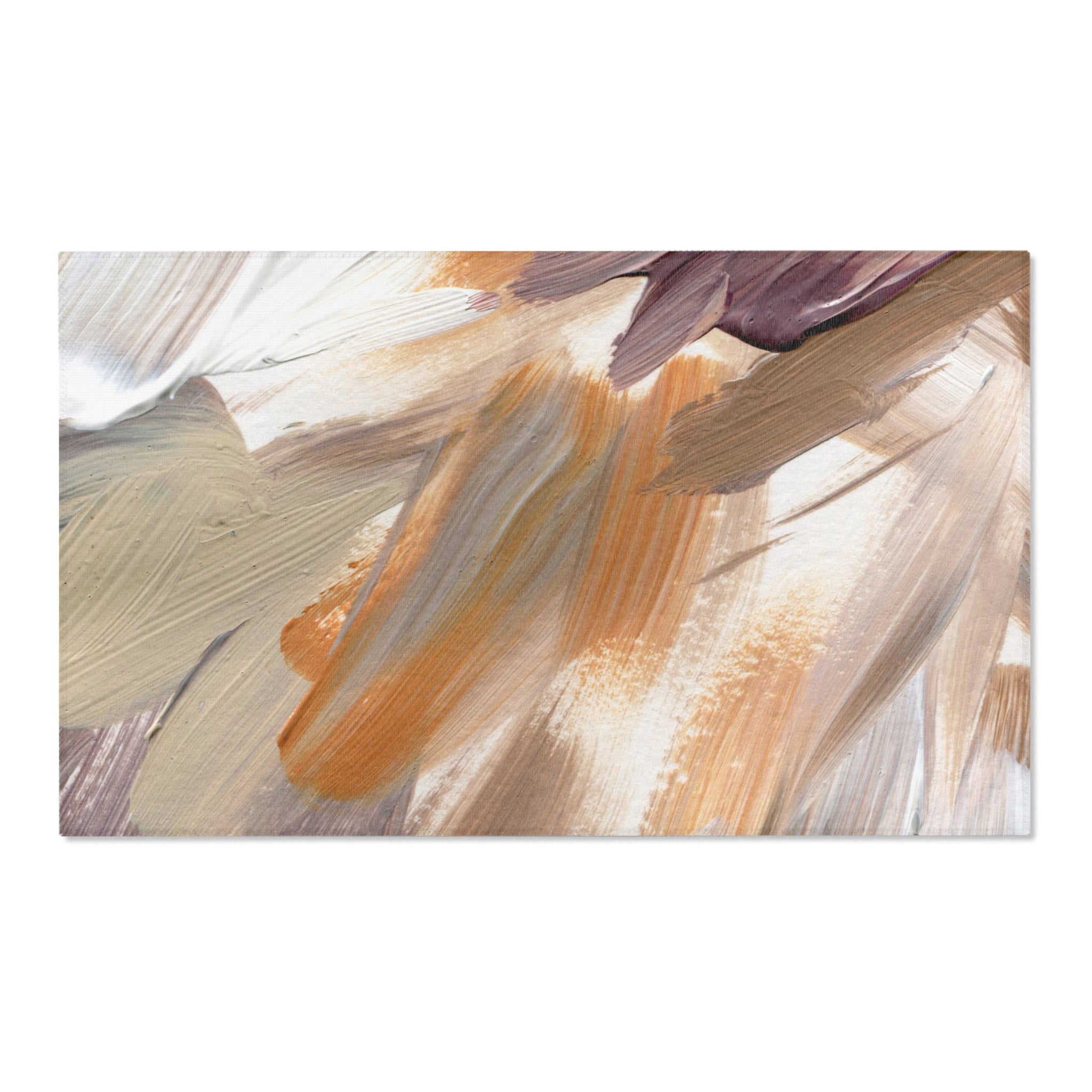 Abstract Area Rug | Acrylic Paint Pring, Taupe White Burnt Orange