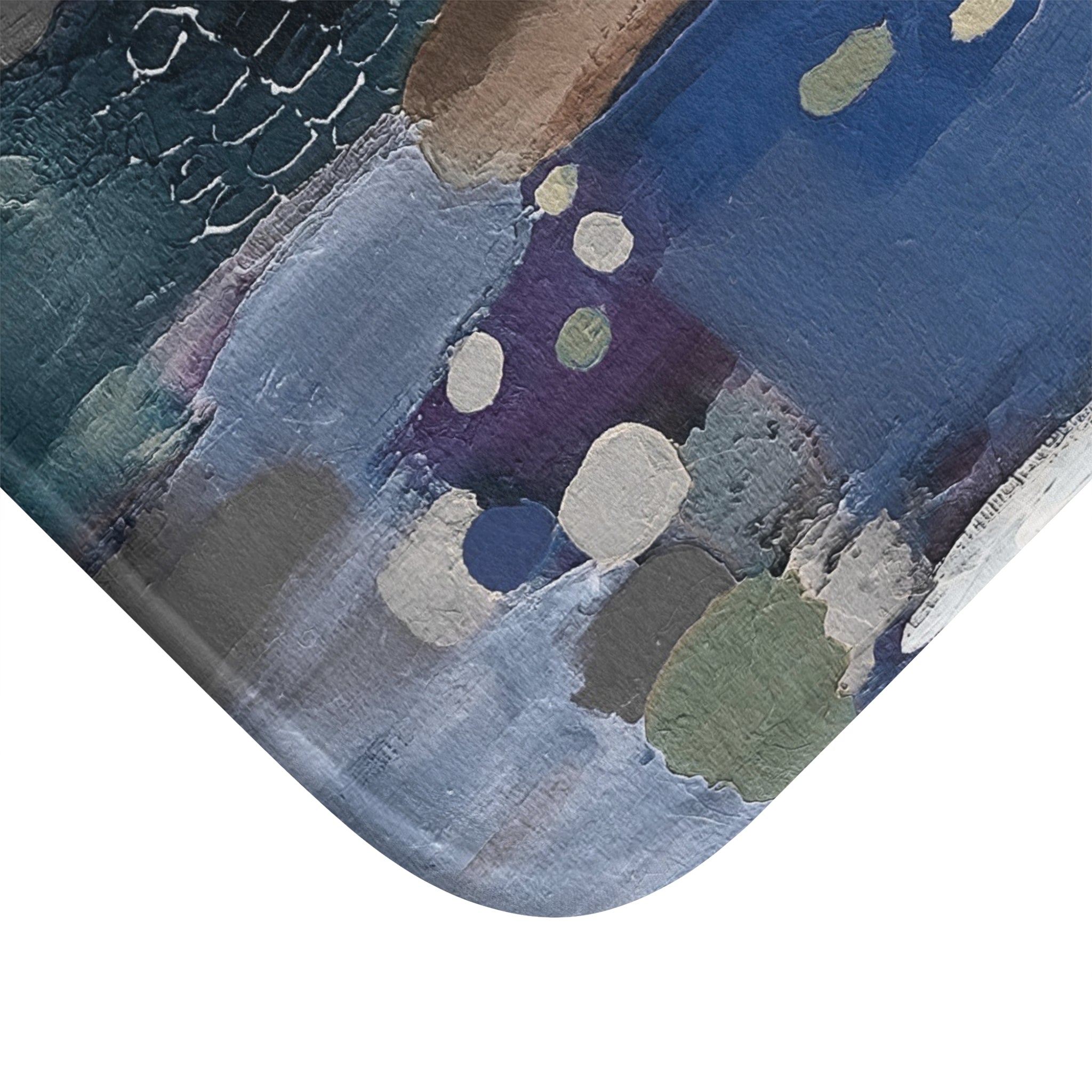 Abstract Bath Mat | Colorful Navy Blue Grey White Kitchen Mat