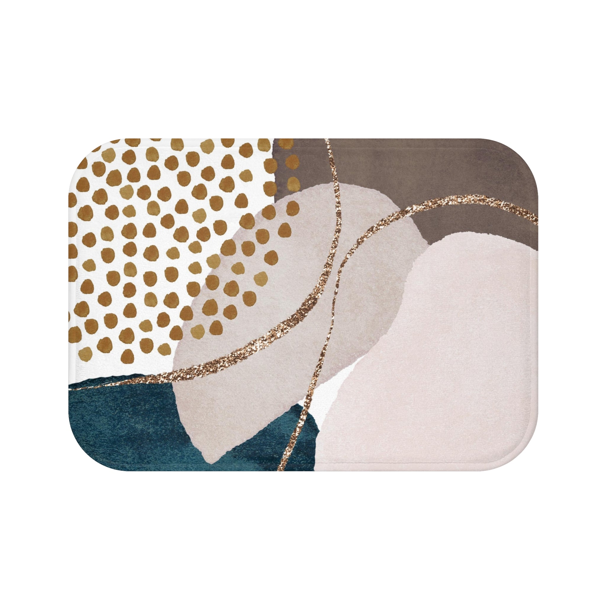 Boho Bath, Kitchen Mat | Modern Brown Navy, Blush Watercolor