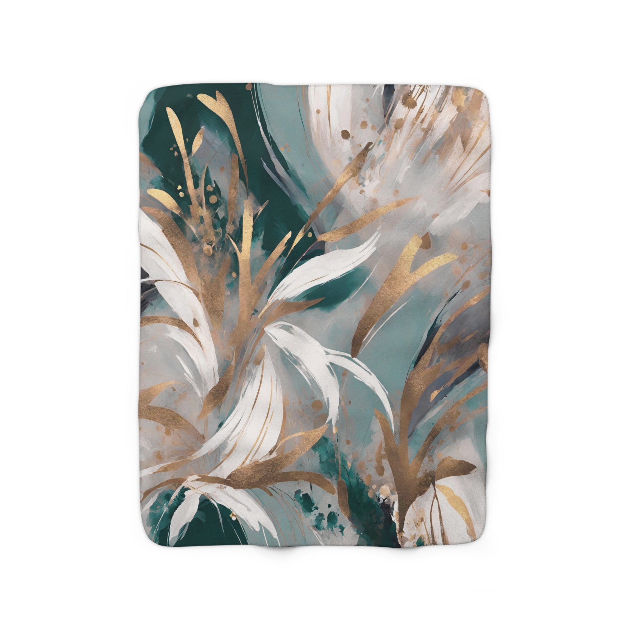 Cozy Comfy, Floral Blanket | Sage Green Muted Gold, Beige