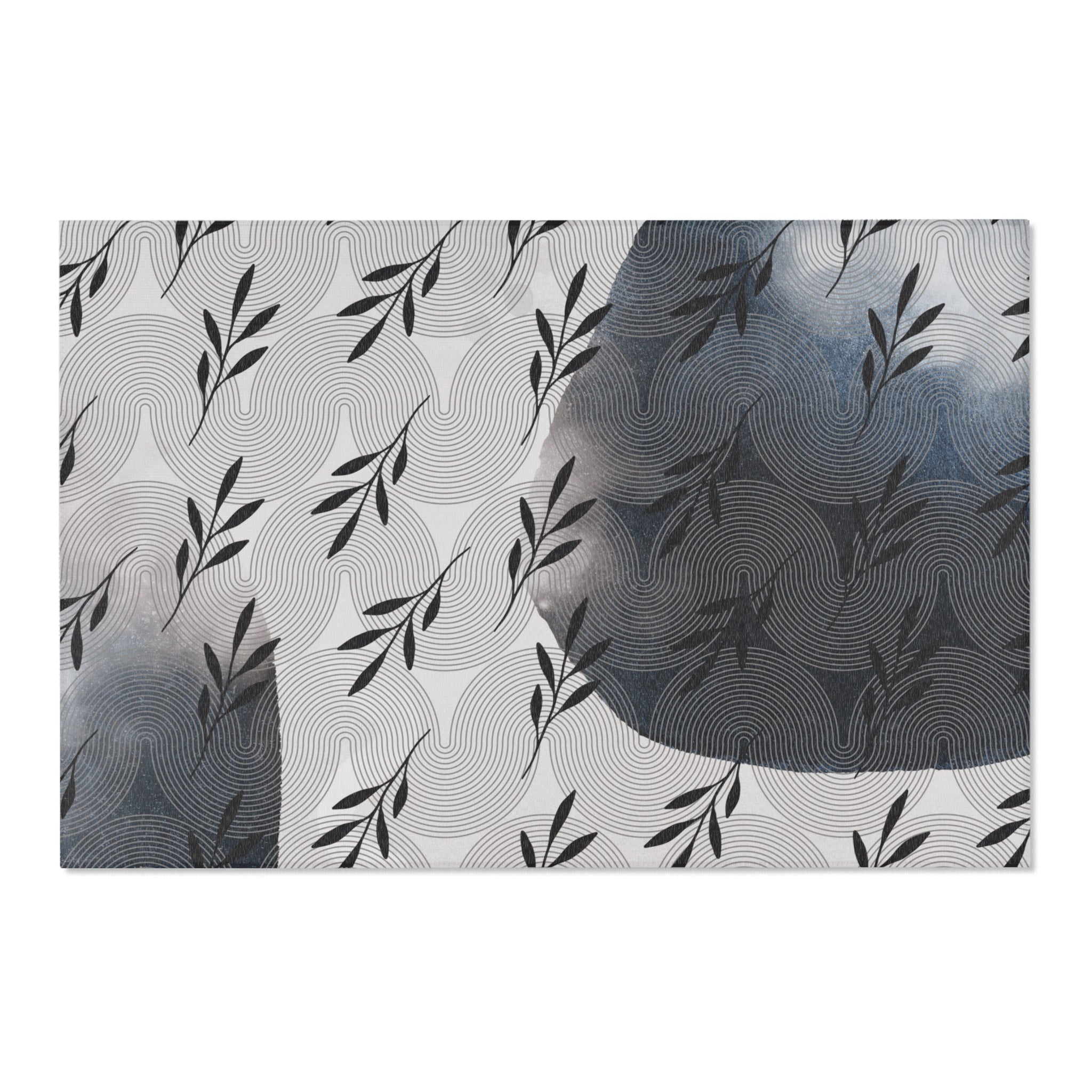 Abstract Area Rug | Floral Leaves Watercolor Artsy Rug