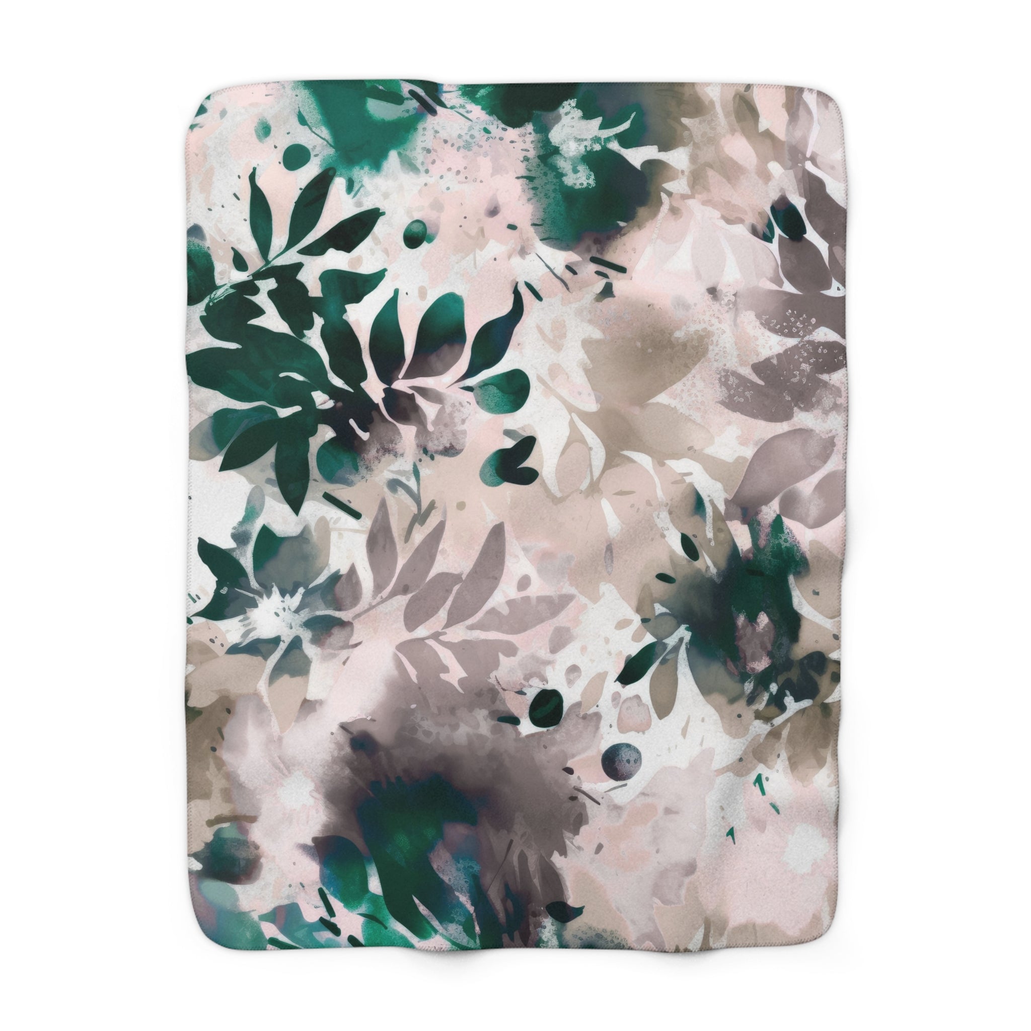 Floral Throw Blanket | Blush Pink Beige Green Watercolor
