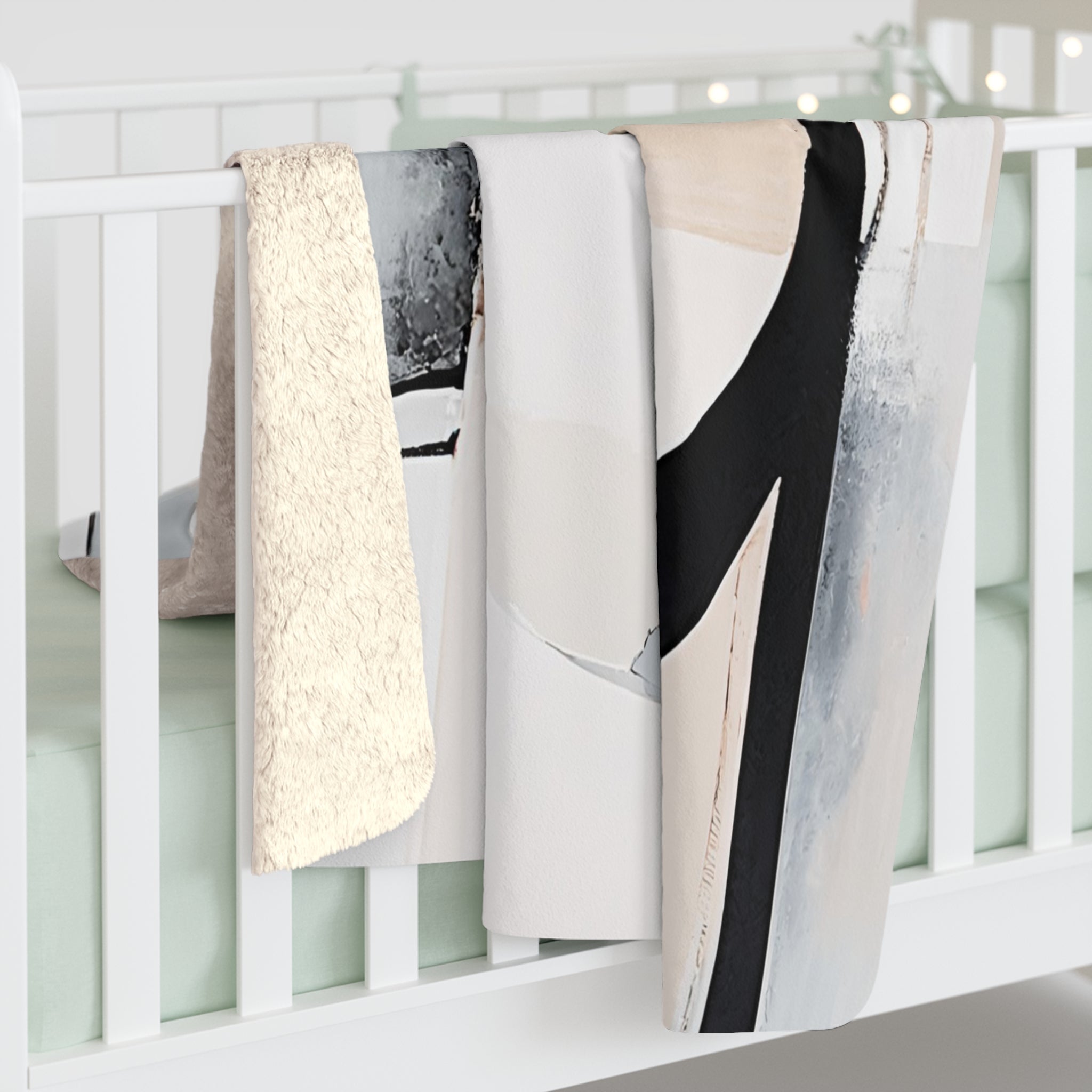Comfy Accent Blanket | Abstract Beige Grey Black White