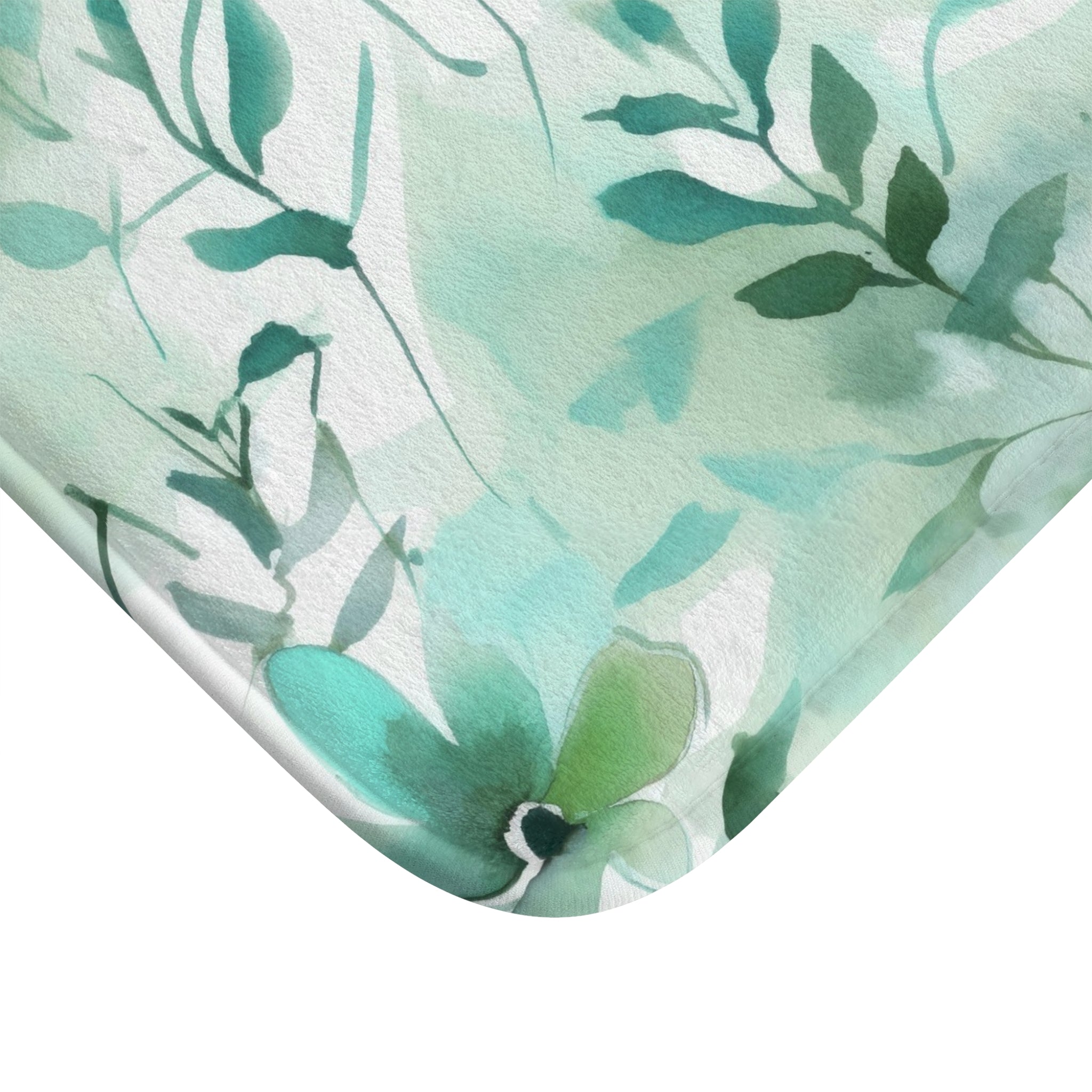 Abstract Bath Mat | Sage Teal Green Floral Kitchen Mat