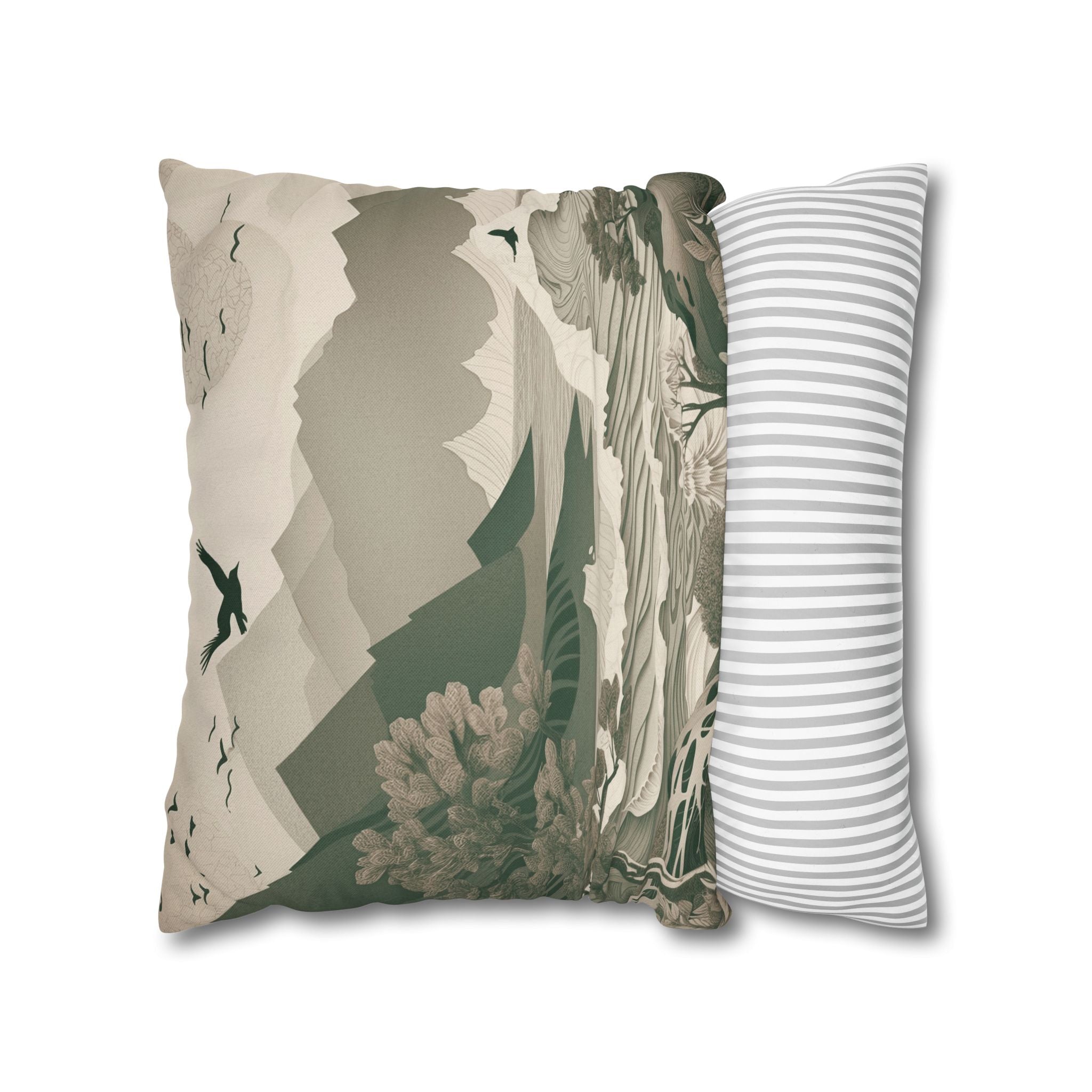 Landscape Throw Pillow Cover, Nature Modern Organic Decor Cushion