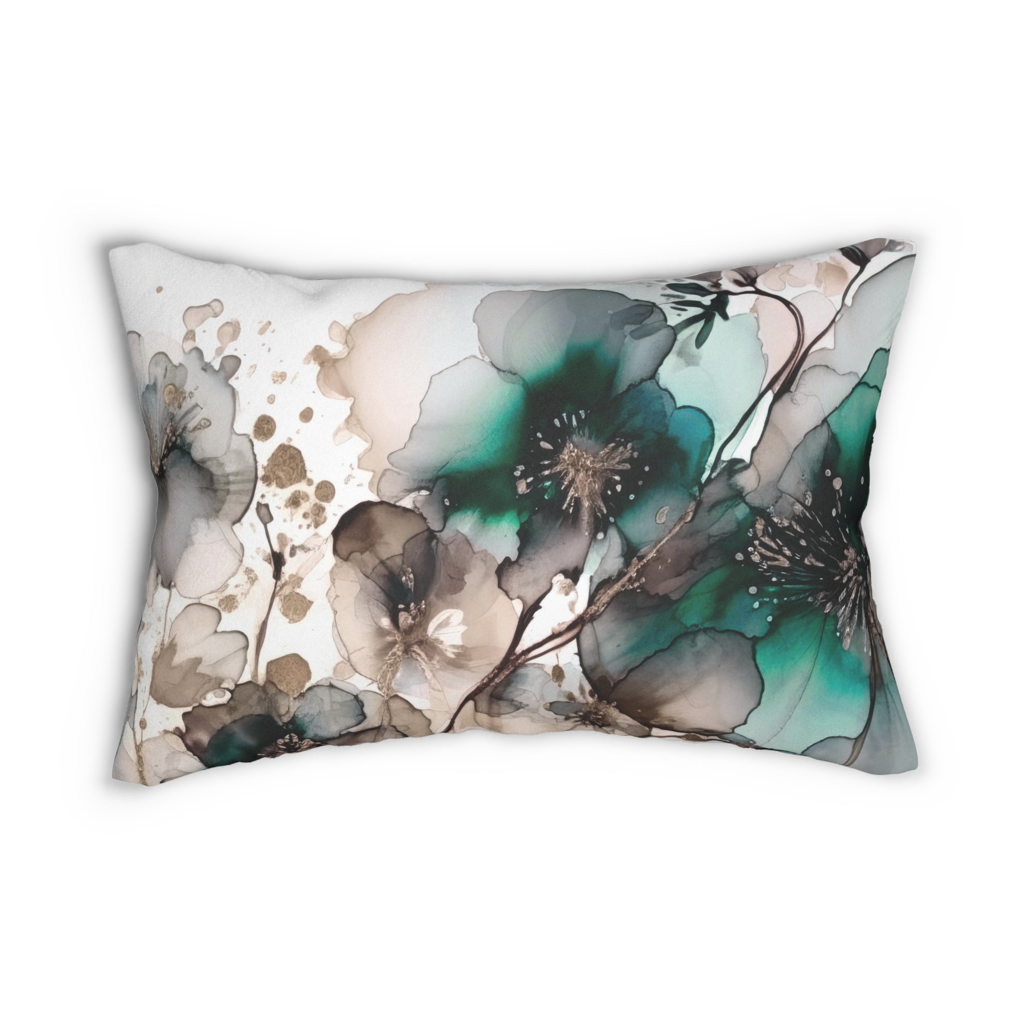 Abstract Watercolor Floral Lumbar Pillow