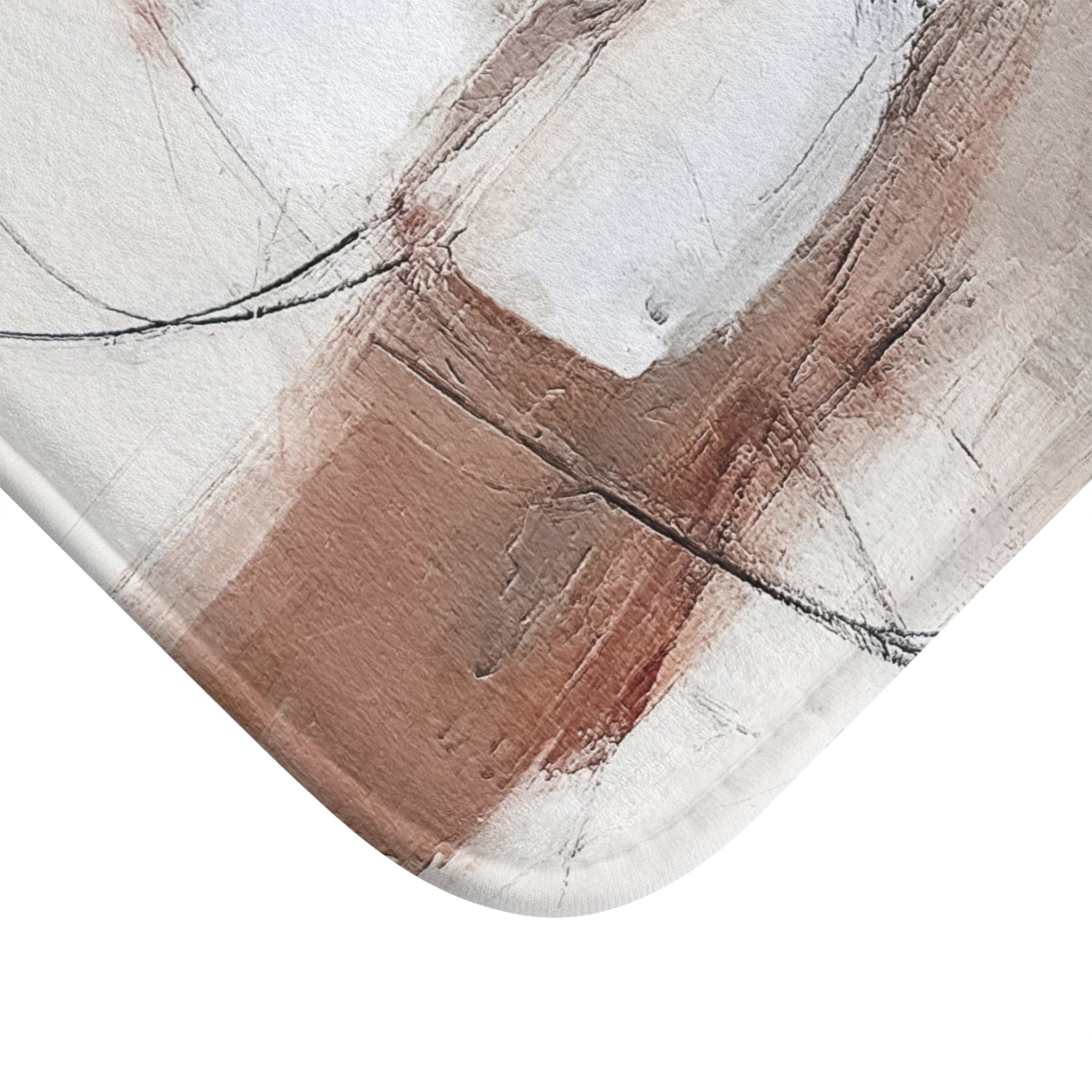 Abstract Bath Mat | Neutral Beige Grey White Kitchen Mat