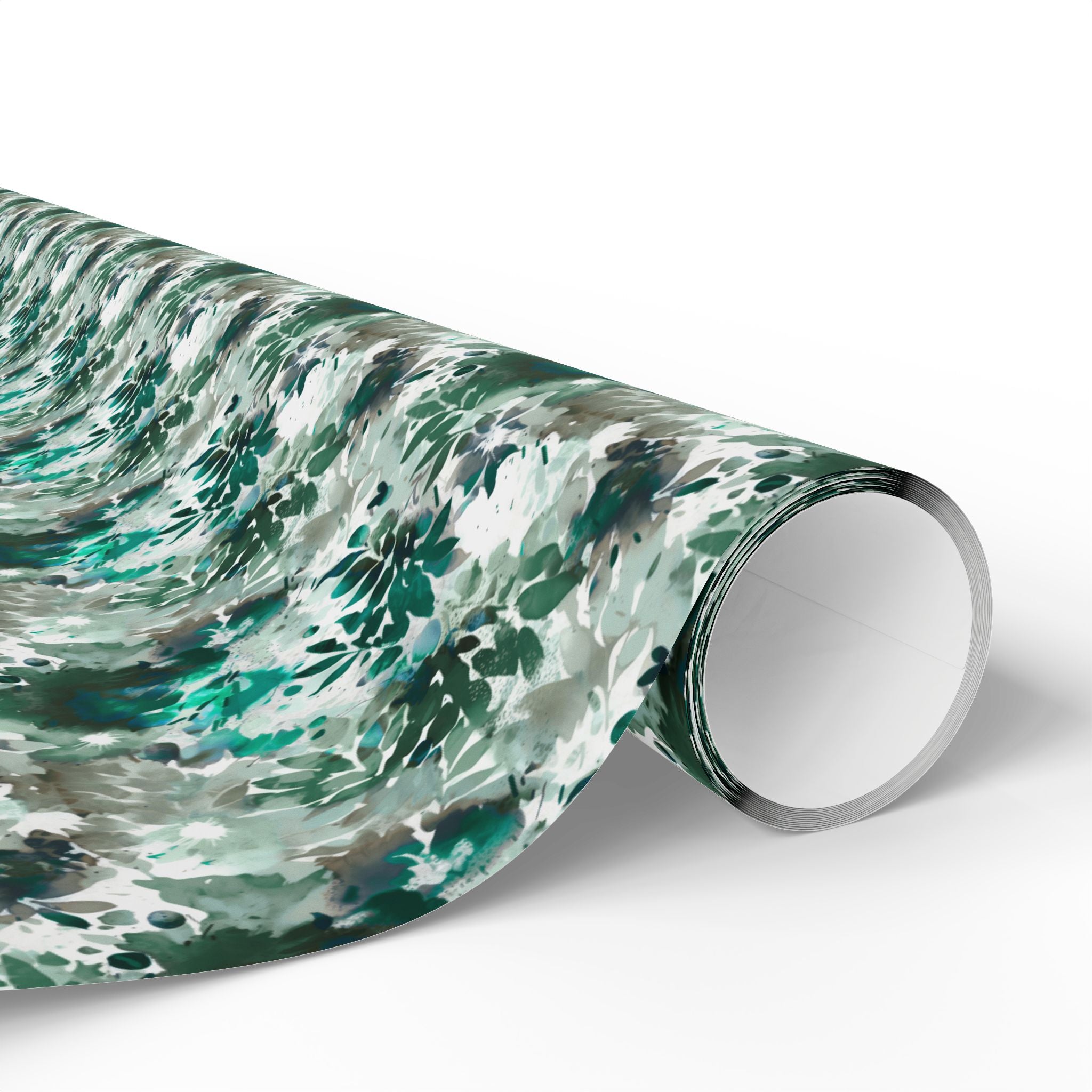 Abstract Leaves Wrapping Paper | Emerald Green Floral Gift Wrap for the Holidays, Birthdays