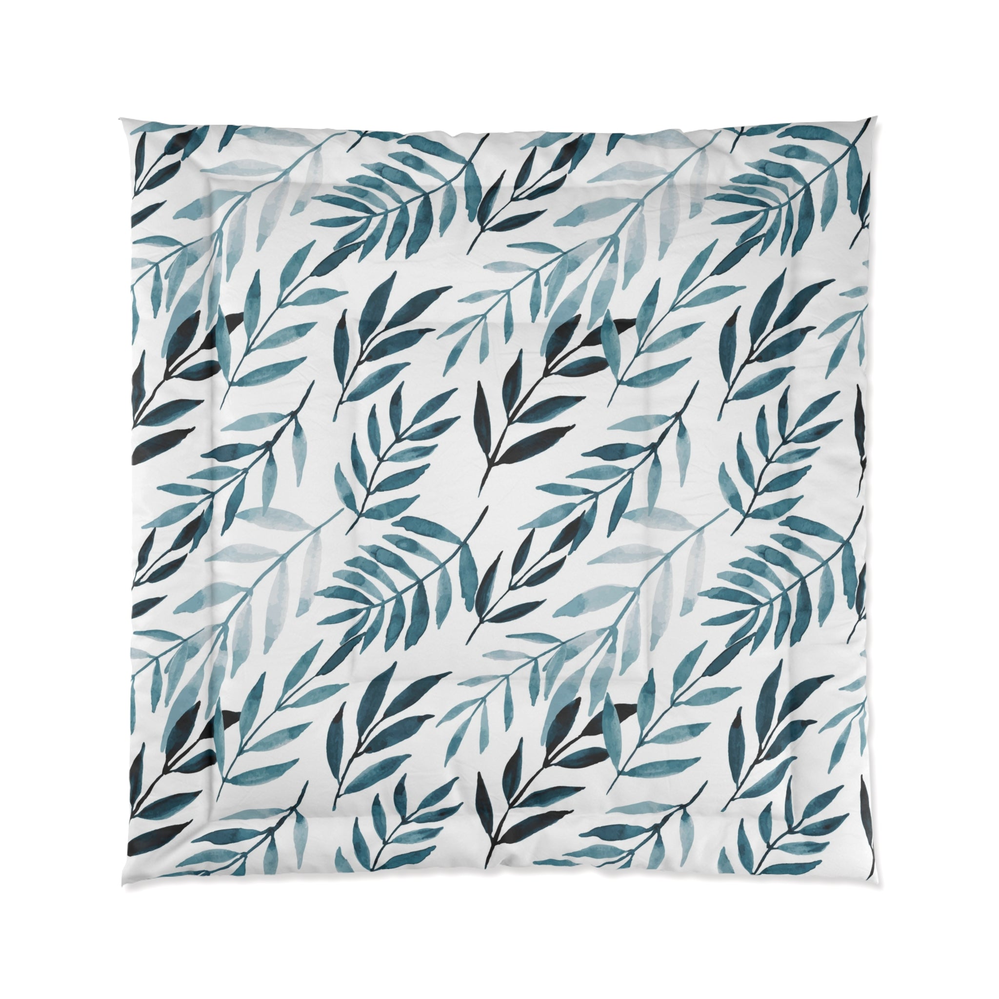 Bedding Comforter | Floral, Navy Denim Blue, White