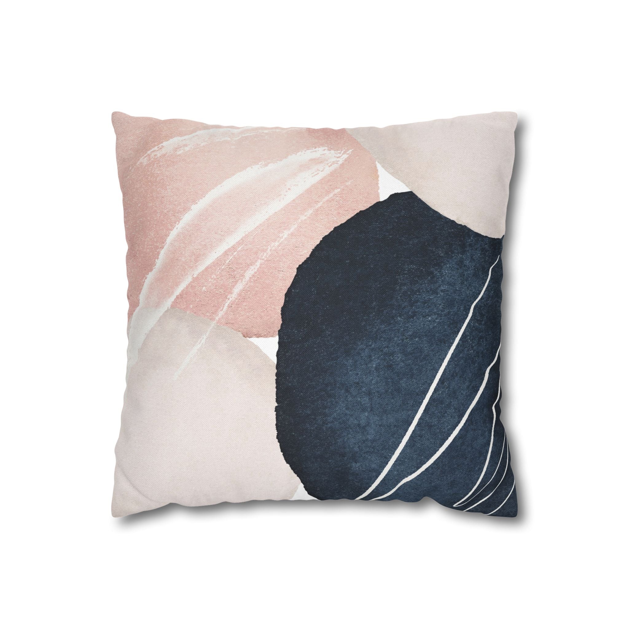Abstract Pillow Cover | Blush Pink Navy Blue Watercolor Pillowcase