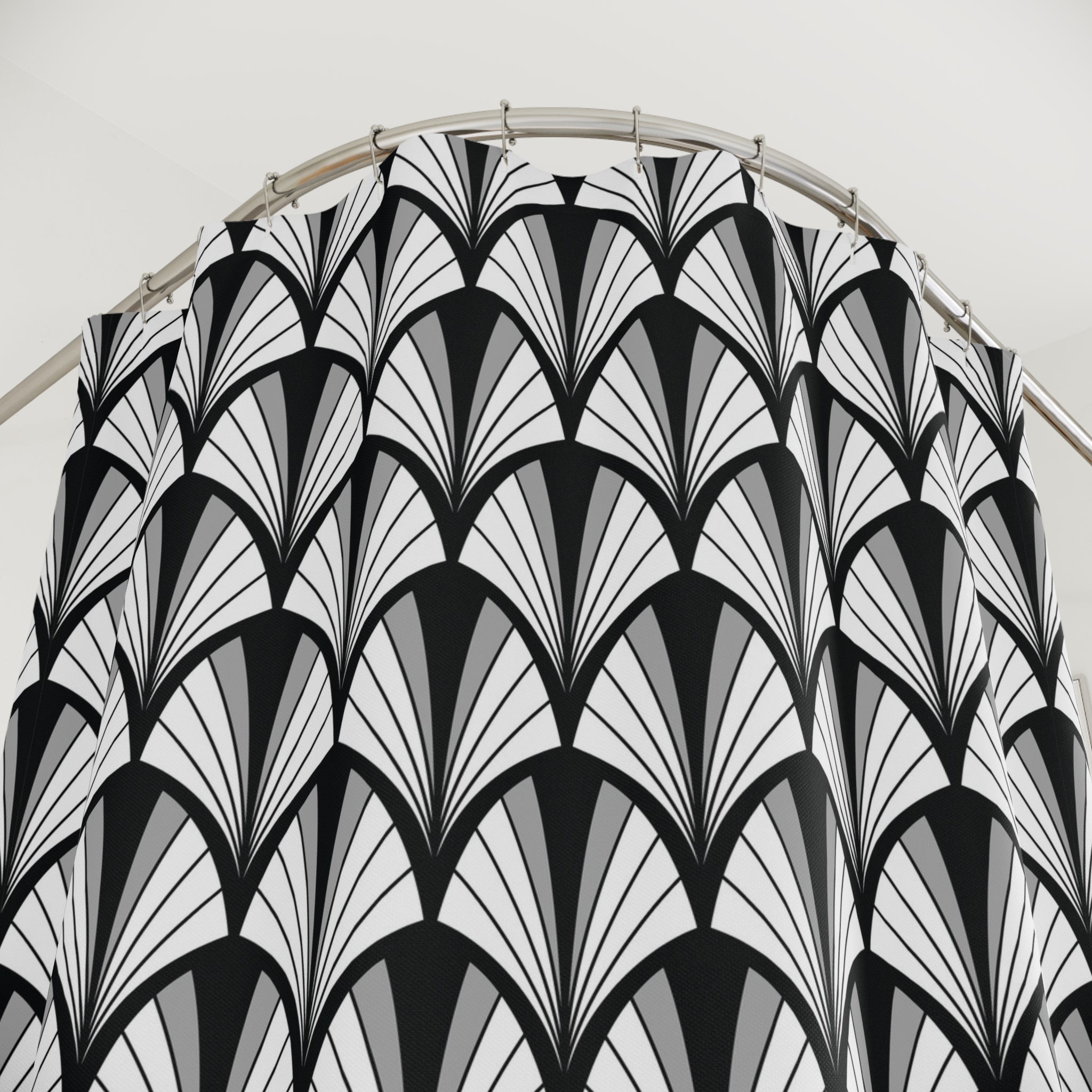 Boho Art Deco Shower Curtain | Black White Art Nouveau