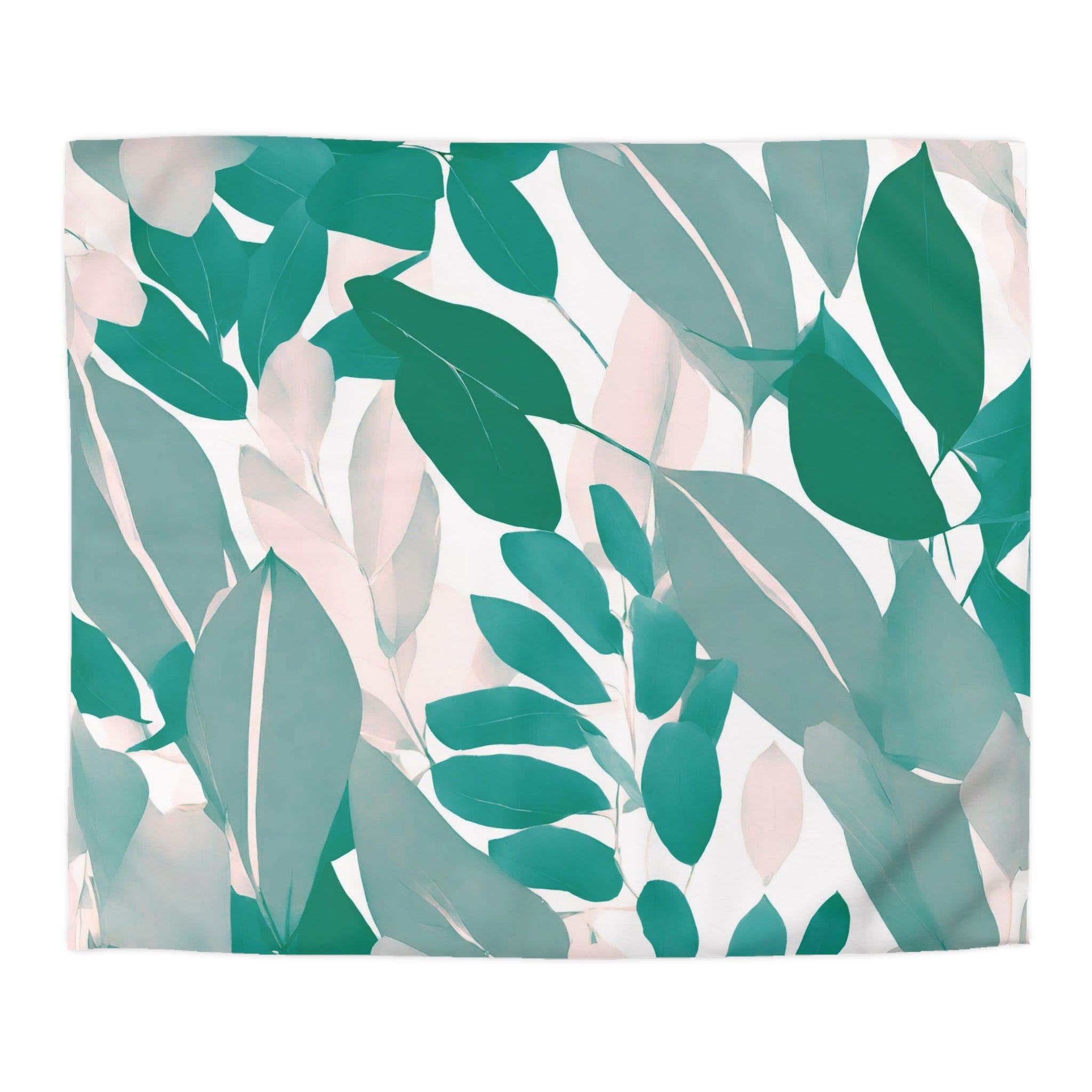a repeating pattern of green leaves and foliage, creating a visually striking and vibrant design.