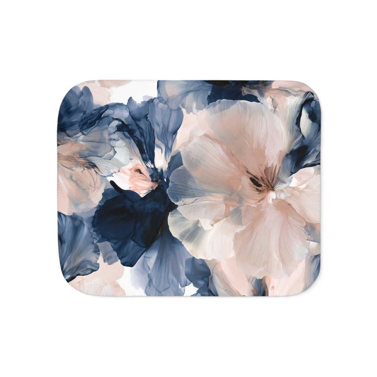 a white and blue flower on a white background