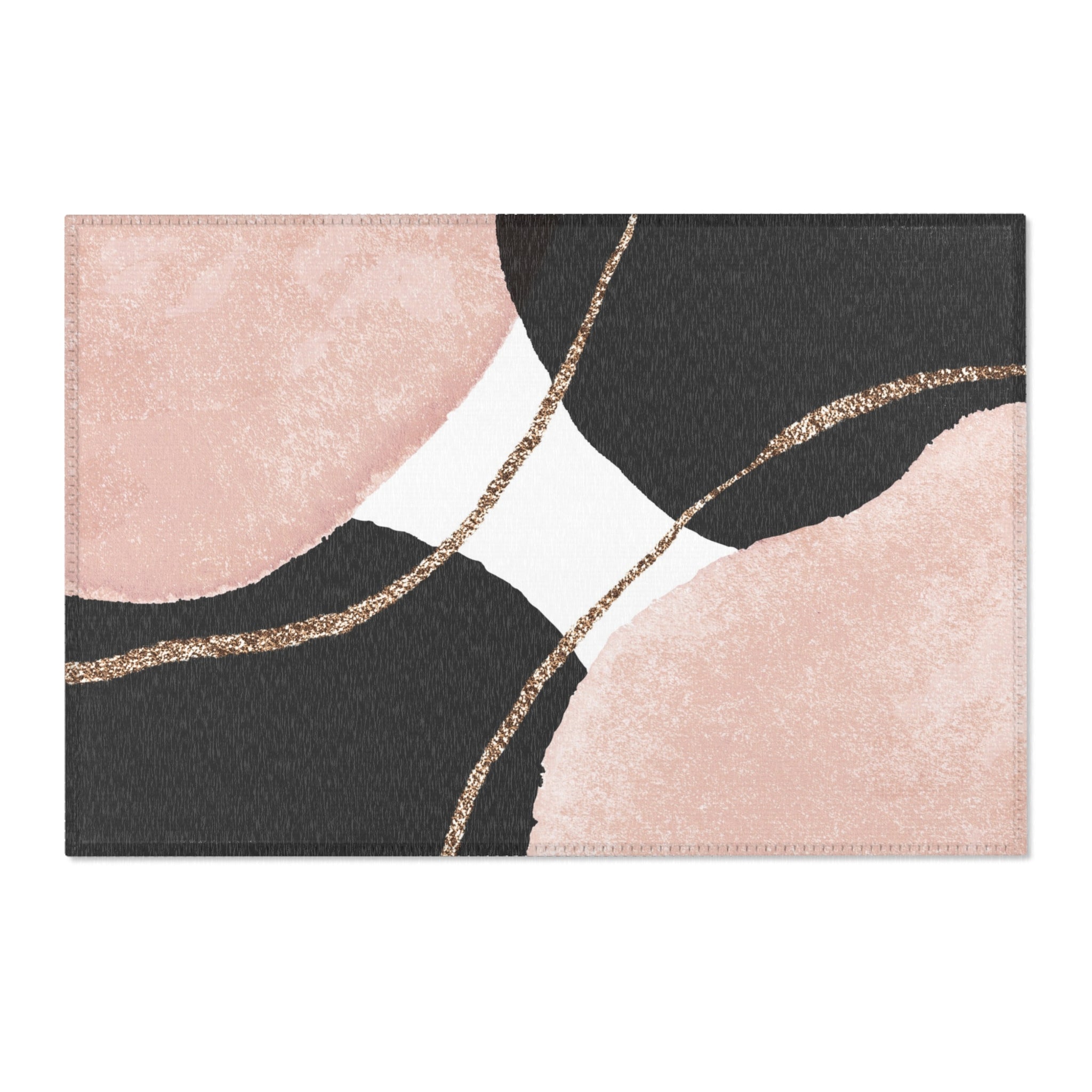Abstract Area Rug | Blush Pink Black