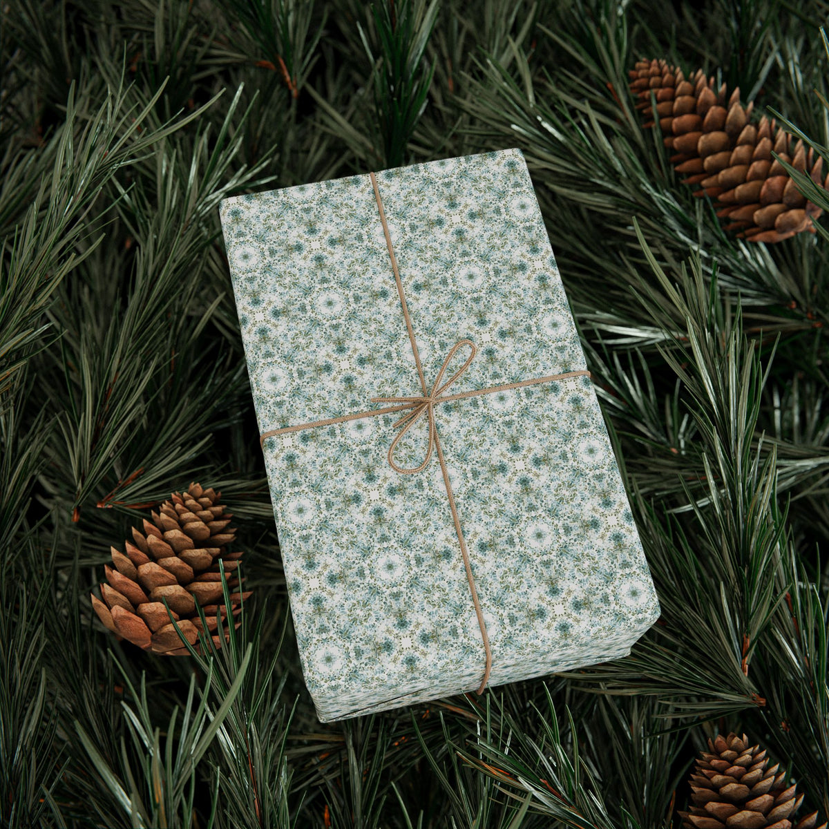 Sage Green Cream Watercolor Floral Wrapping Paper, Gift Wrap