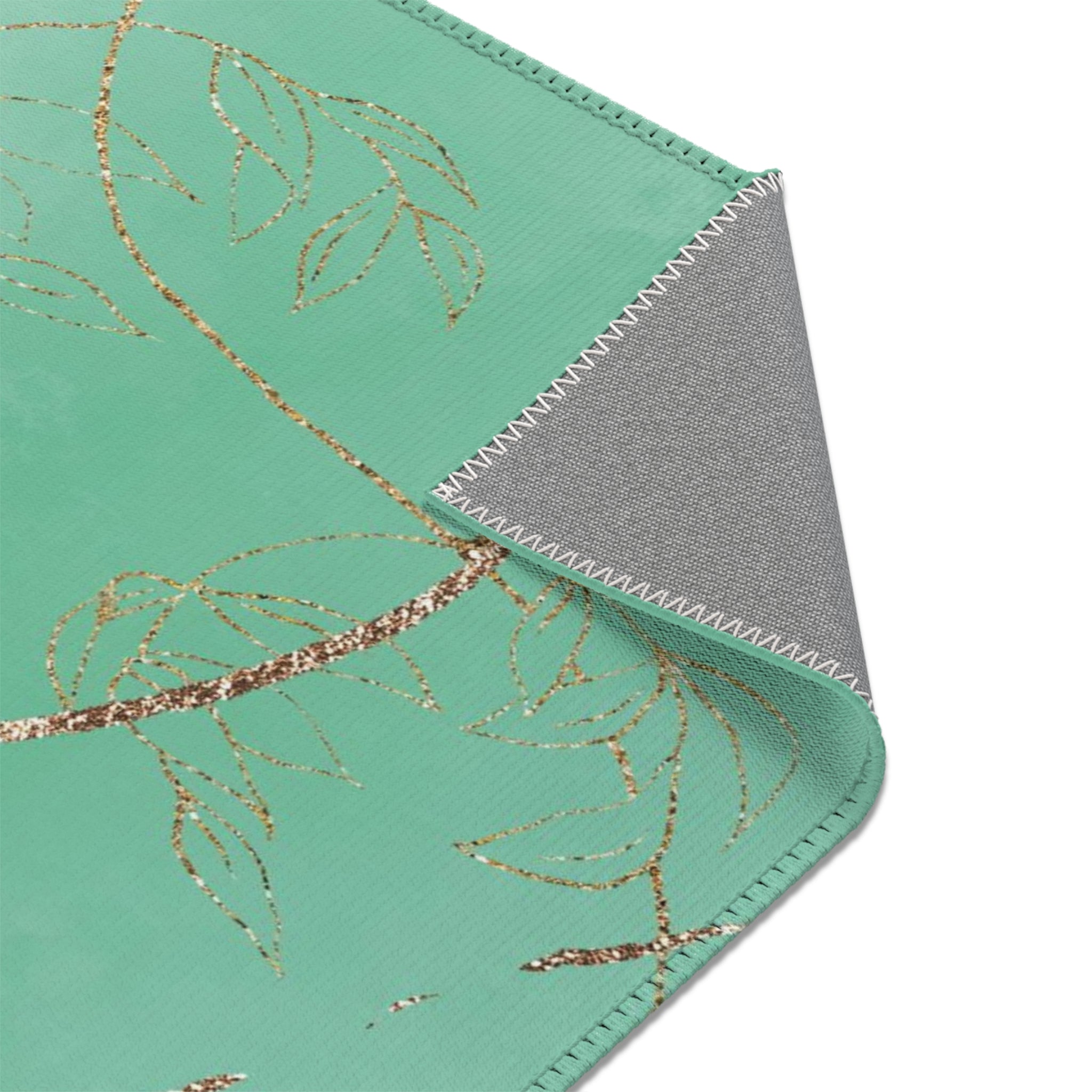 Abstract Floral Area Rug | Sage, Pale Green Ombre, Gold