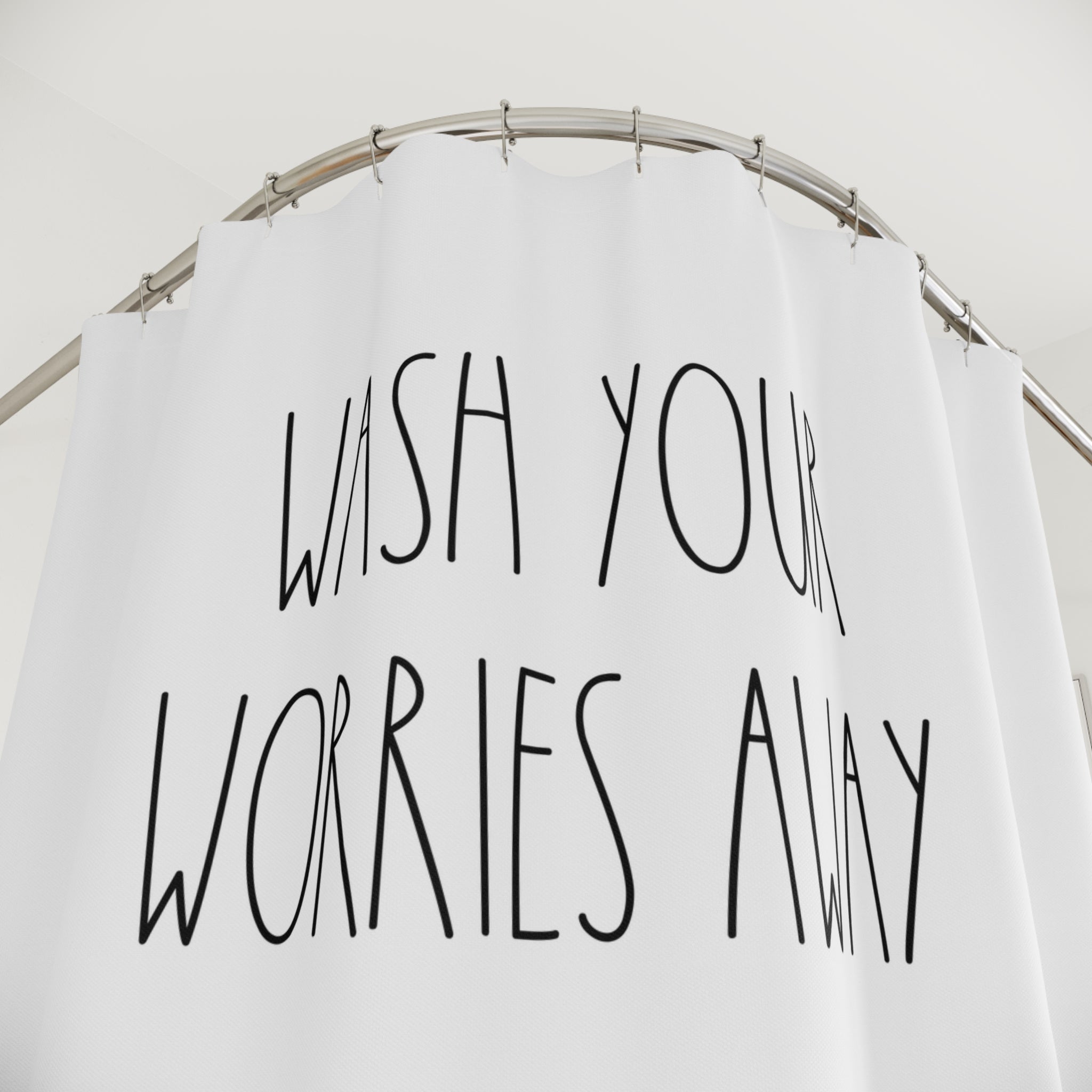 Rae Dunn Inspired Shower Curtain | Black White Fabric Curtain