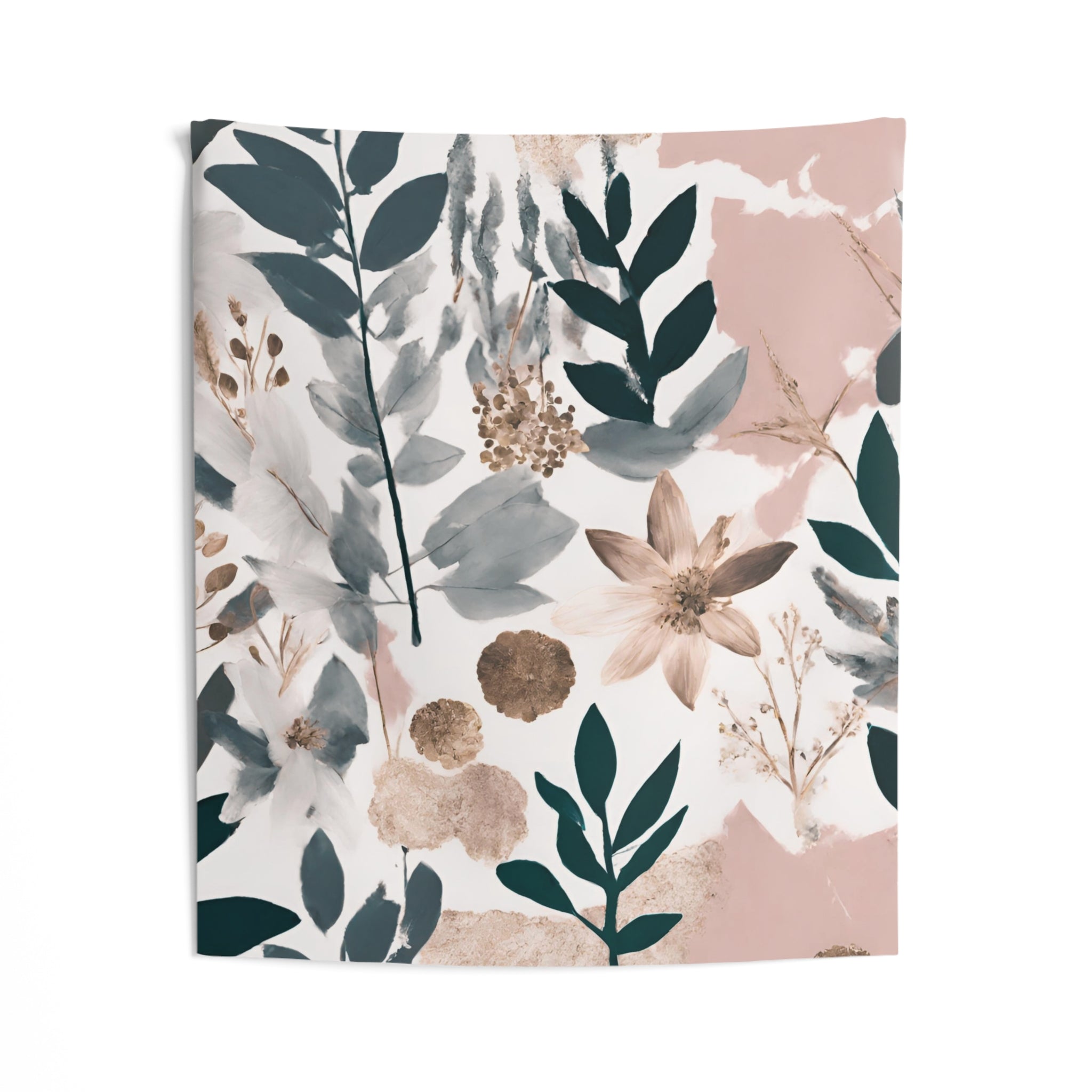 Abstract Floral Wall Hanging Fabric Tapestry; Watercolor