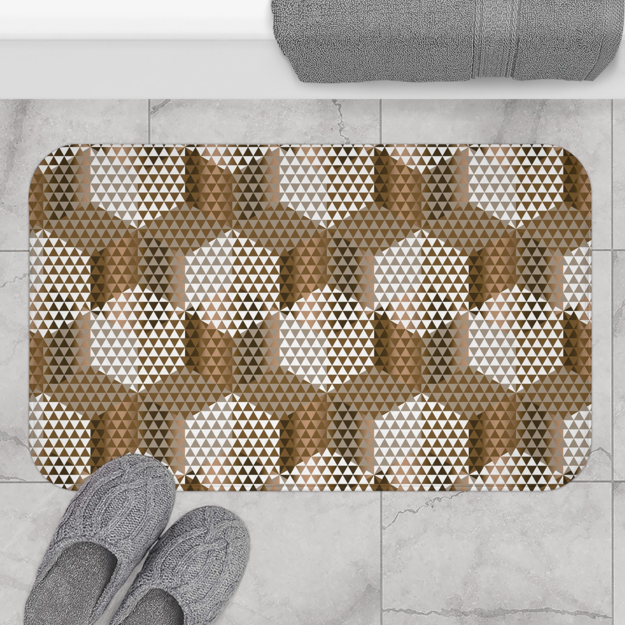 Art Deco Bath Mat | Taupe Geometric Kitchen Mat