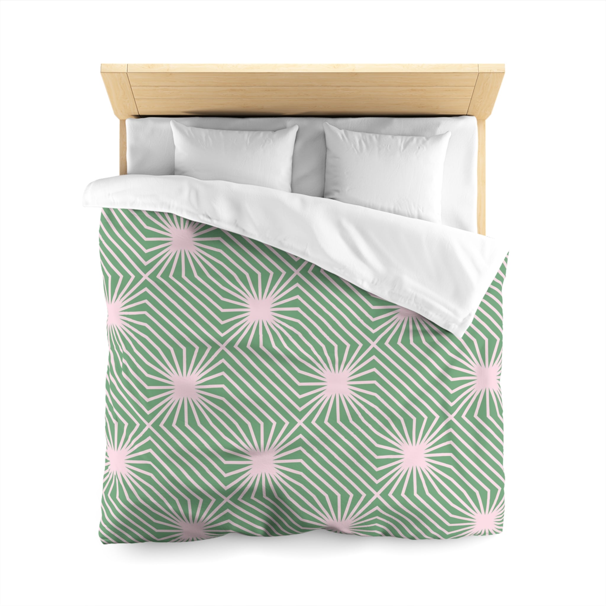 Art Deco Duvet Cover | Sage Green, Blush Pink Bedding Blanket Cover | Bedroom Decor