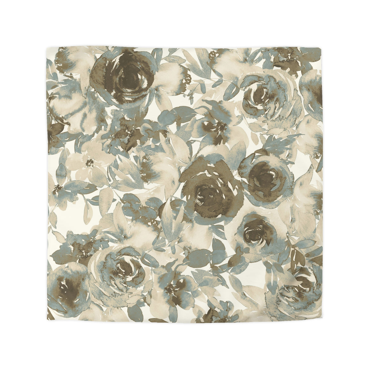 a repeating floral pattern with various shades of brown and beige flowers and leaves.