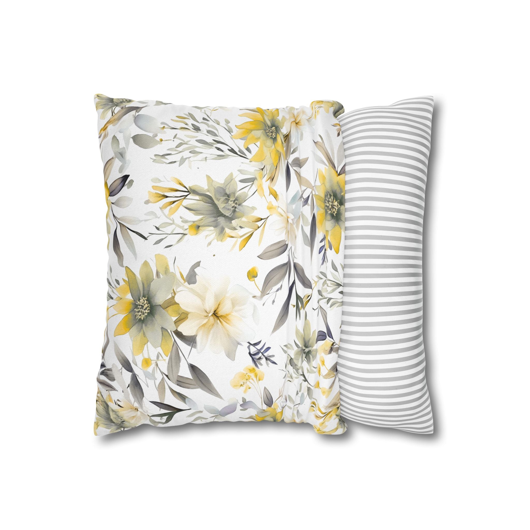 Floral Pillow Cover | Wildflowers, Yellow White Pillowcase