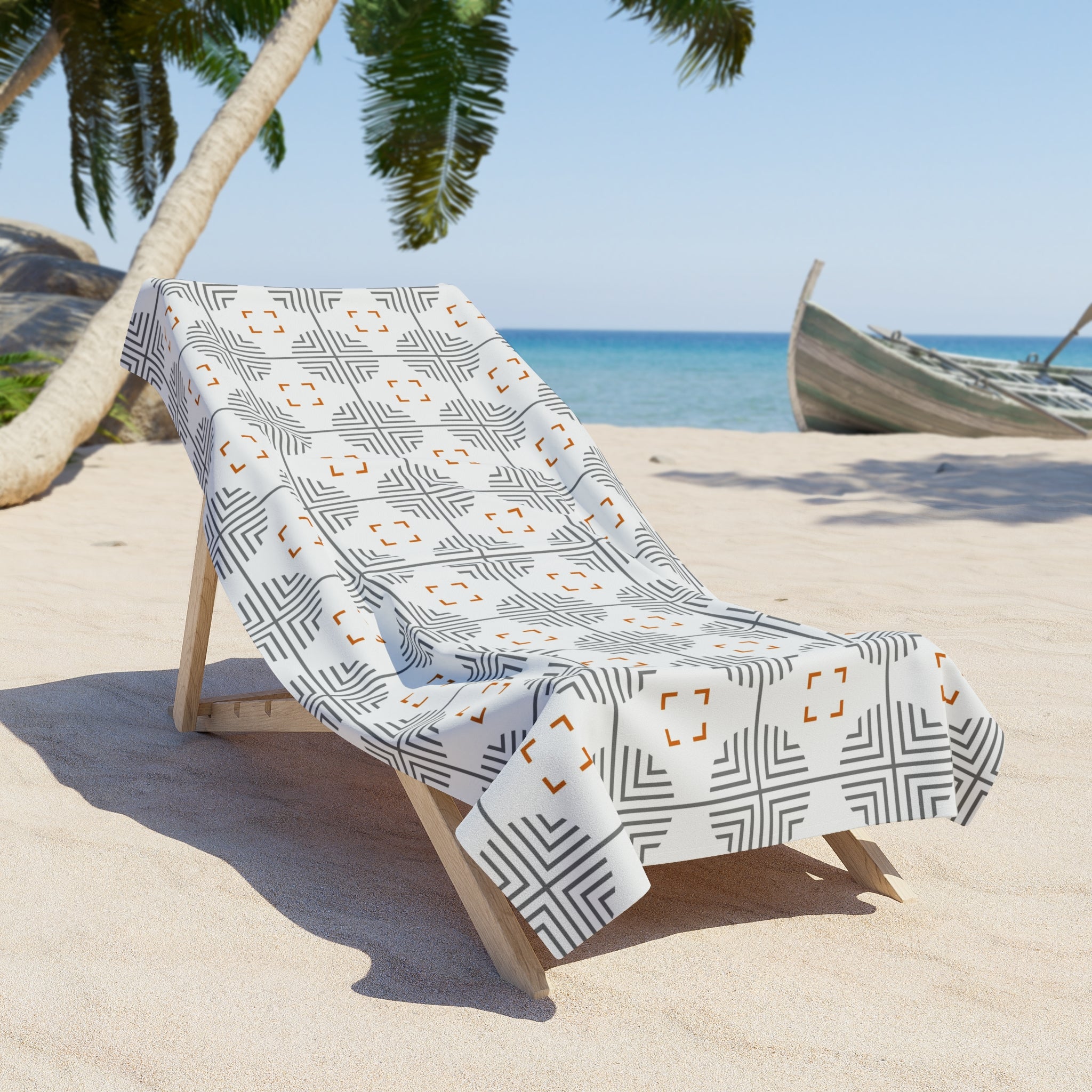Bath, Beach Towel | Bath Towel grey, white, asian art
