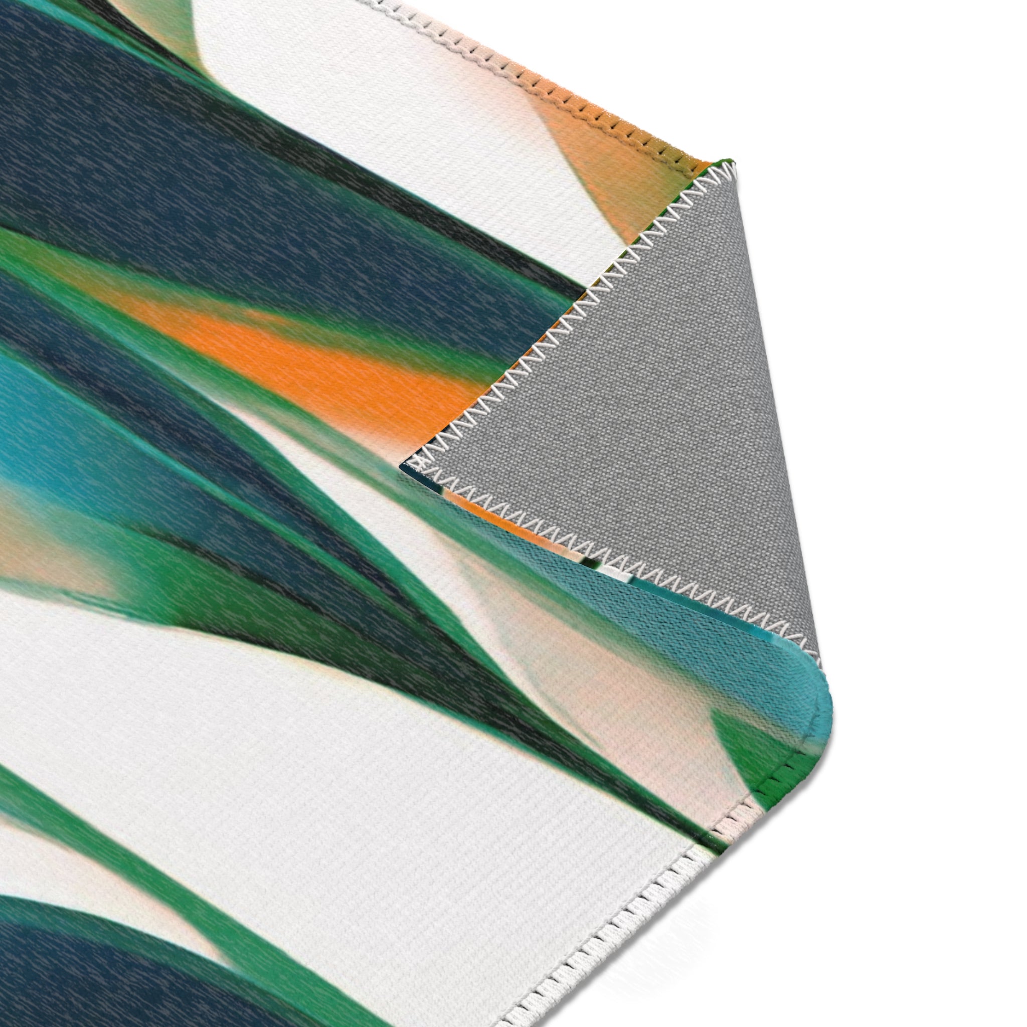 Abstract Large Area Rug | Modern Rug, Teal Navy Blue, White Orange