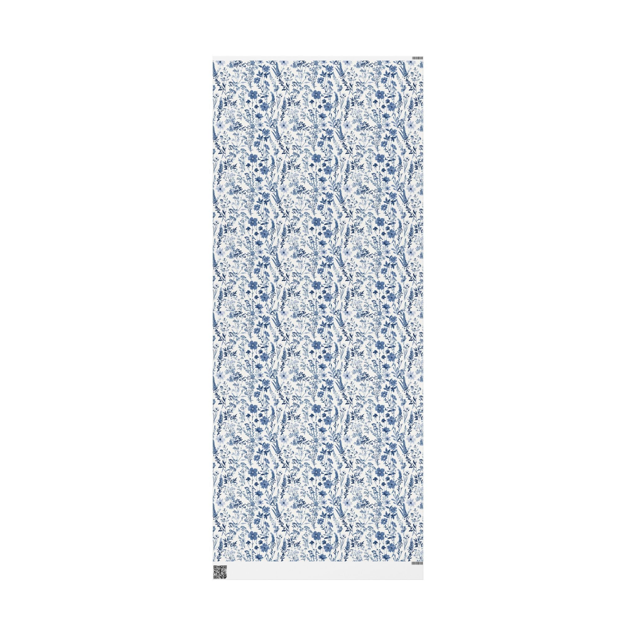 Floral Wrapping Papers, Blue Wildflowers Botanical Gift Wrapping for the Holidays, Birthdays