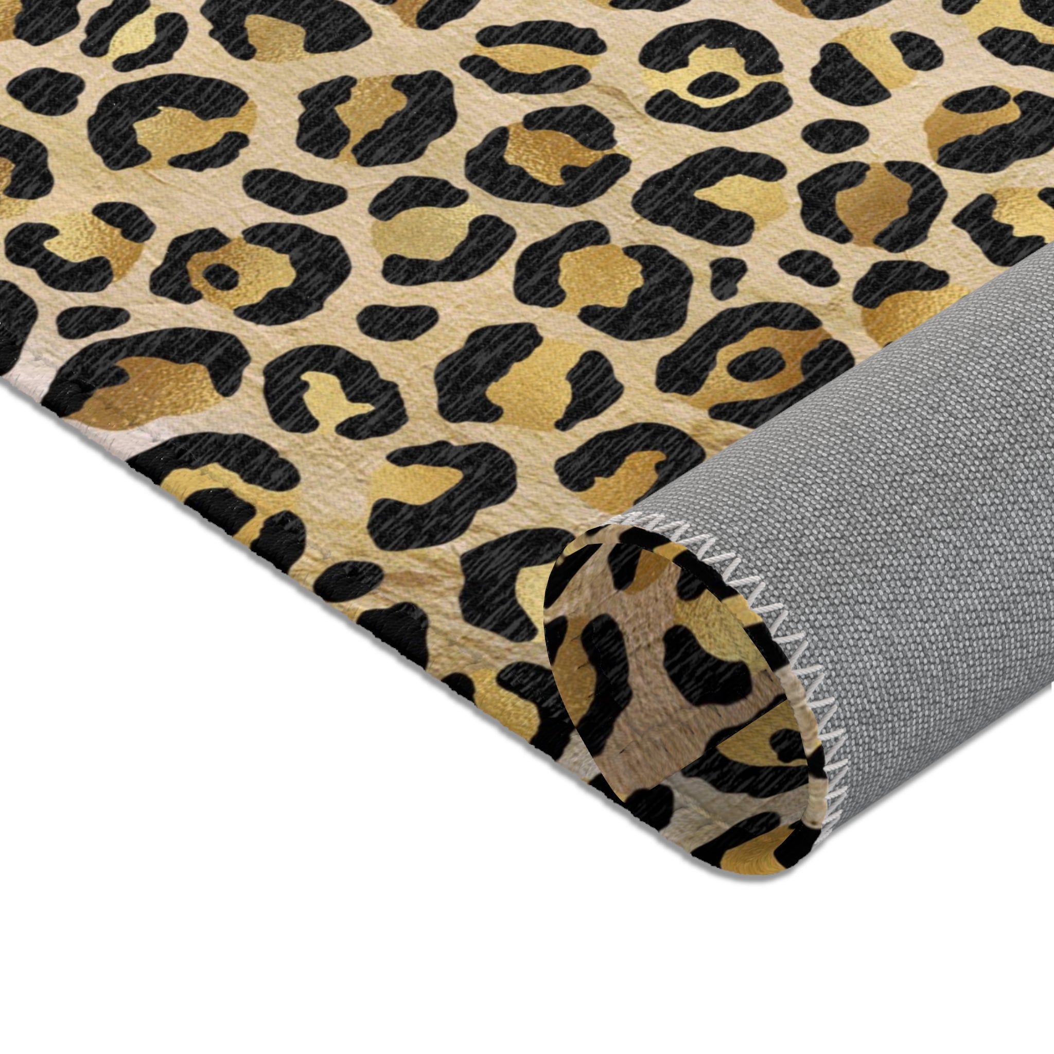 Beige Leopard Large Area Rug | Gold Beige, Black Animal Print