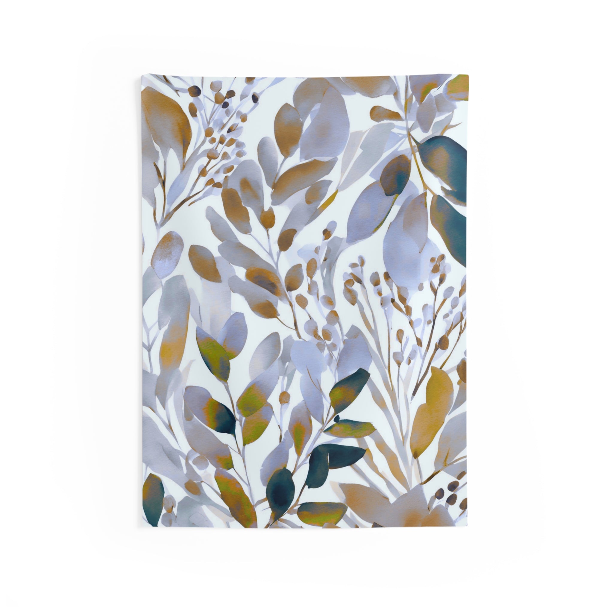 Abstract Wall Hanging Fabric Tapestry; Blue Yellow Watercolor