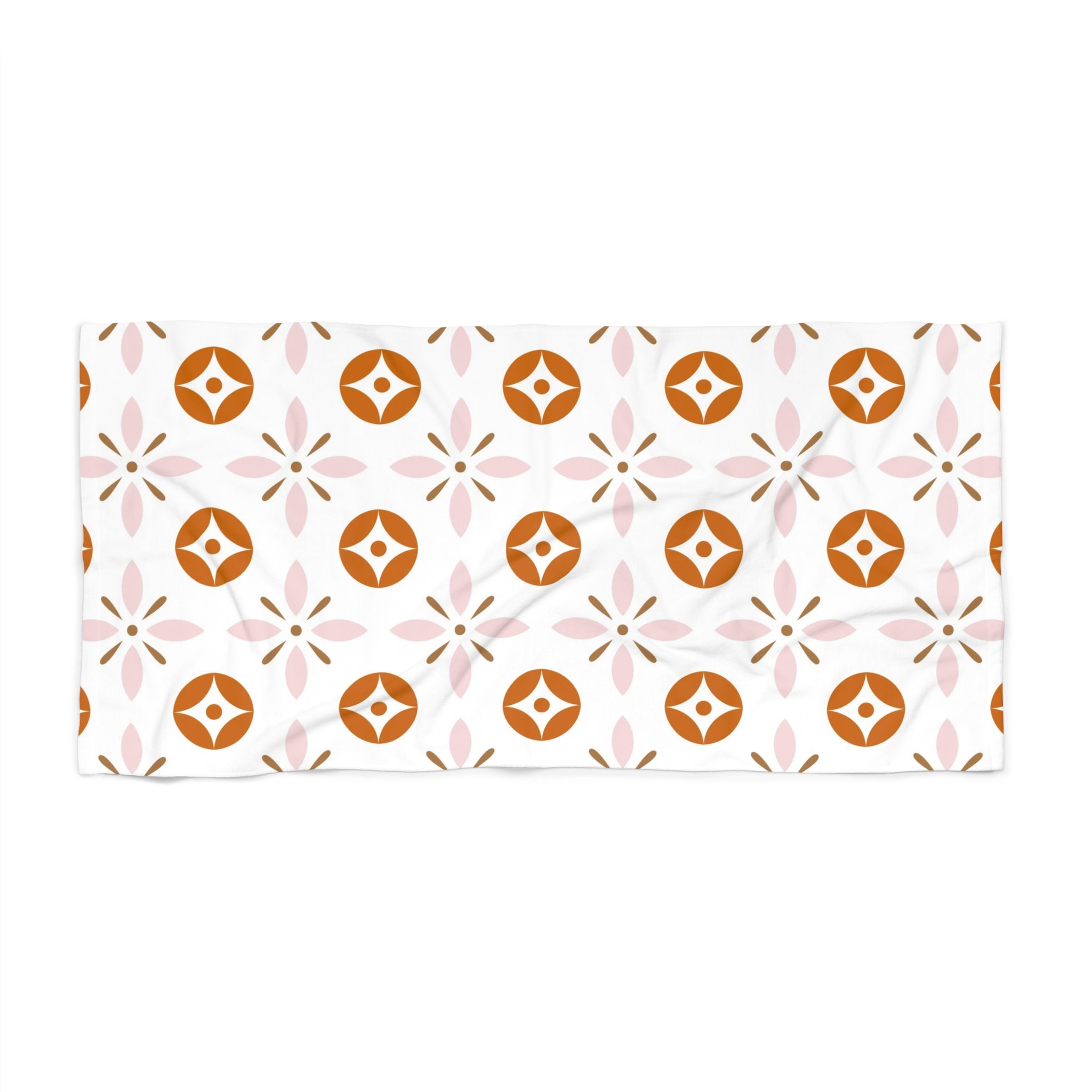 Retro Bath, Beach Towel | Vintage Art Deco, Nouveau Pink, Orange White