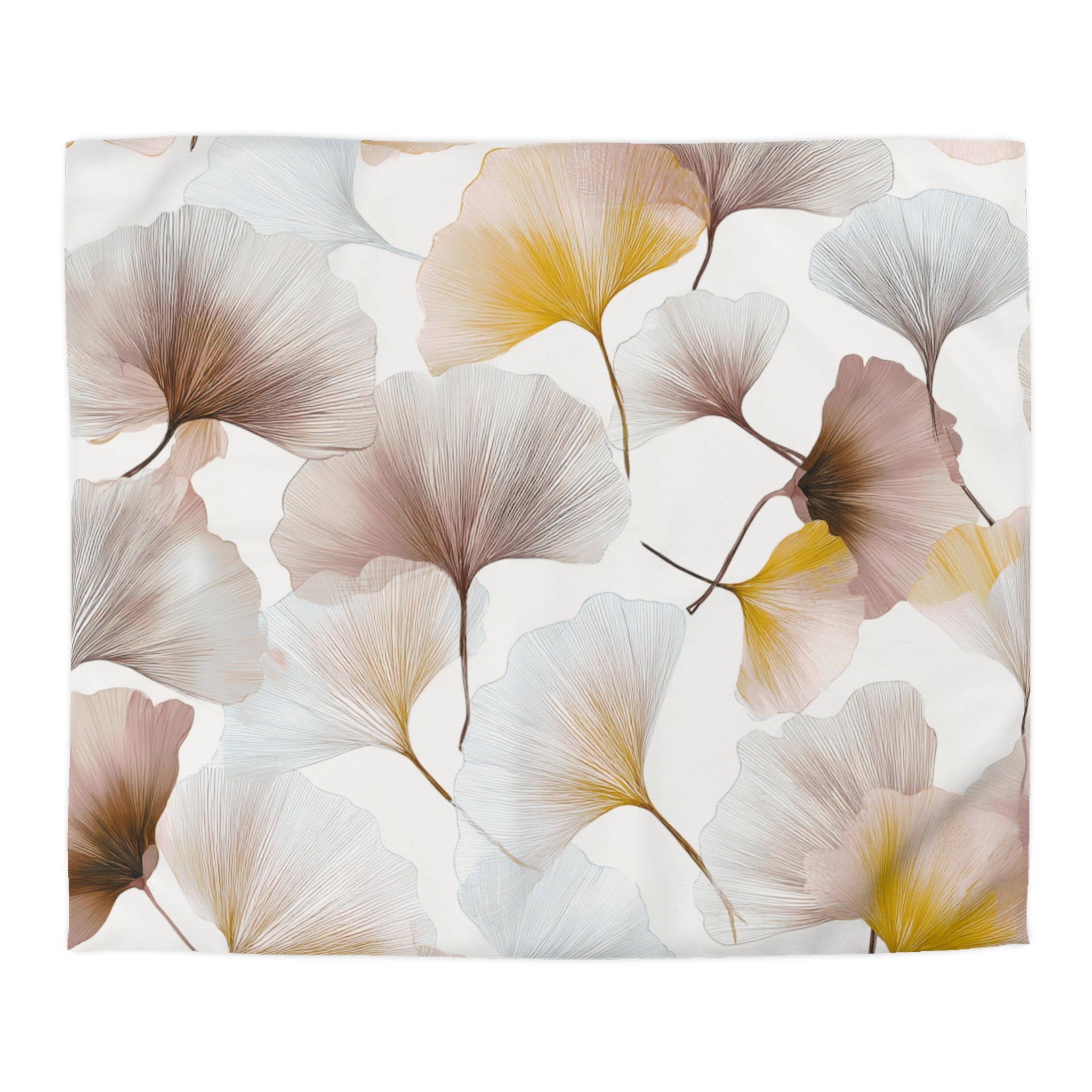 White and yellow floral duvet cover in a cozy bedroom