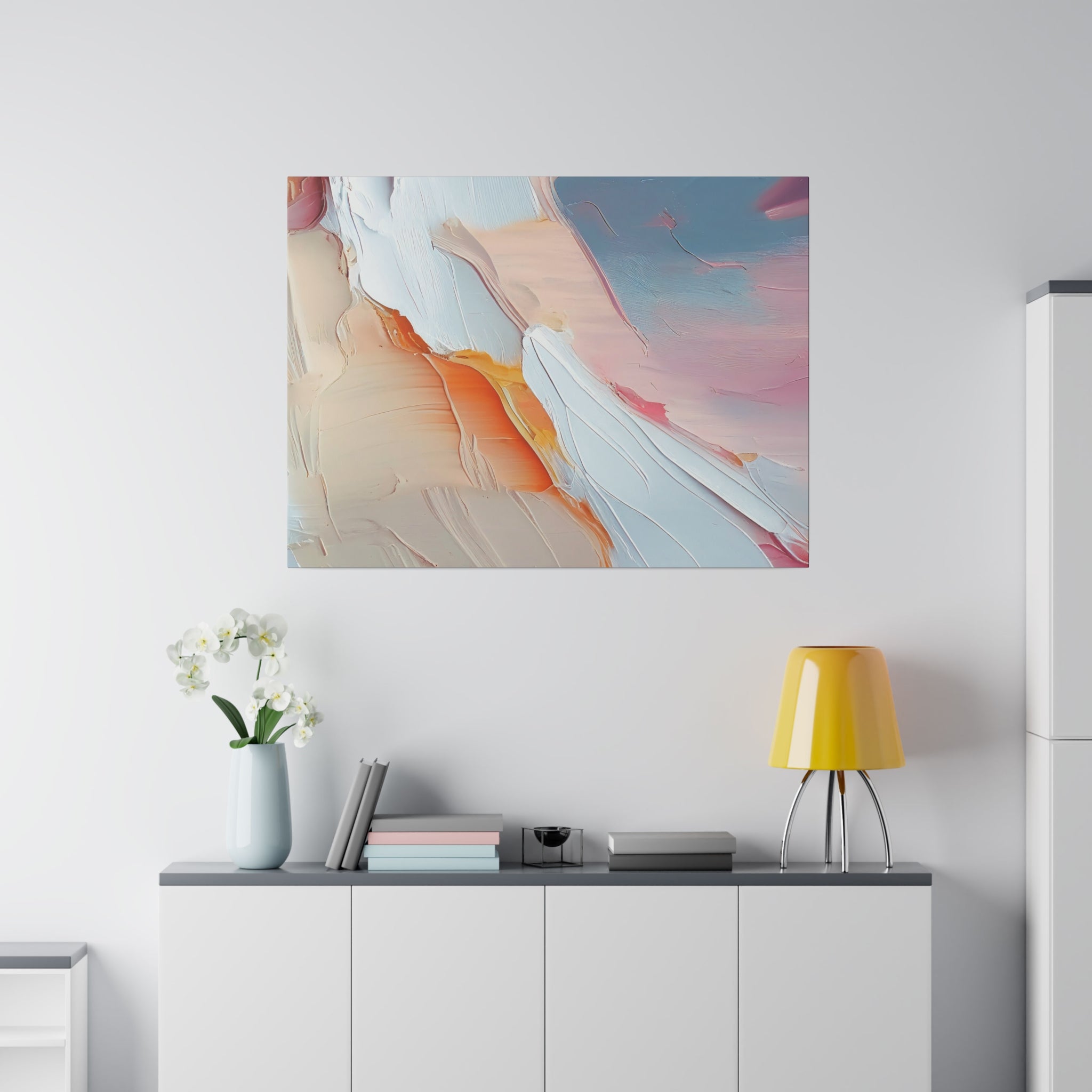 Abstract Canvas Wall Art | Sky Blue, Pink Beige Wall Artwork