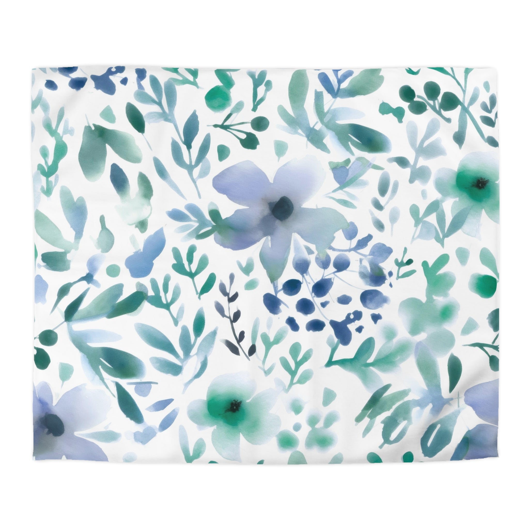 Abstract Duvet, Pillow Cover | Floral, Teal Green Blue White Bedroom Decor