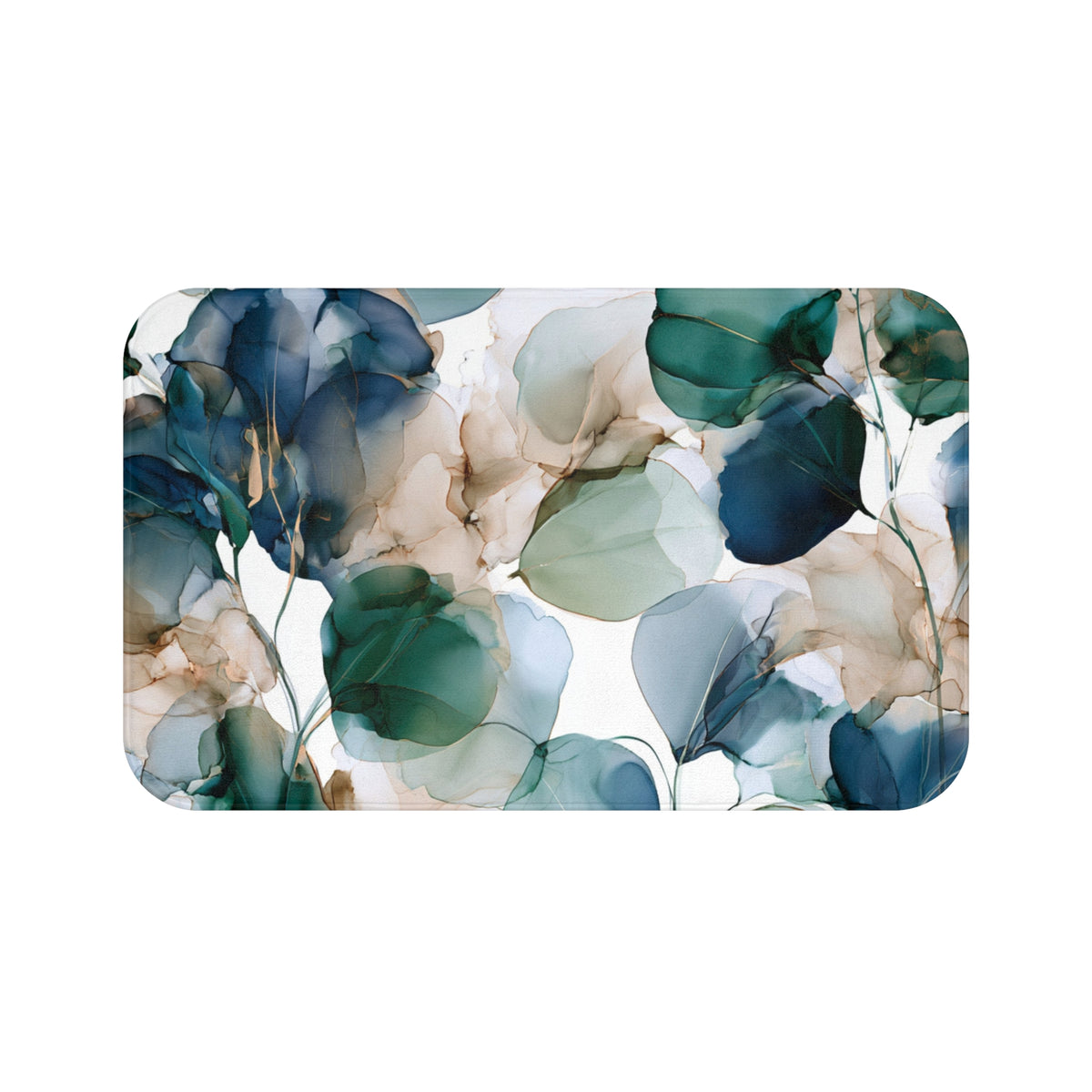a blue and green flower pattern on a white background