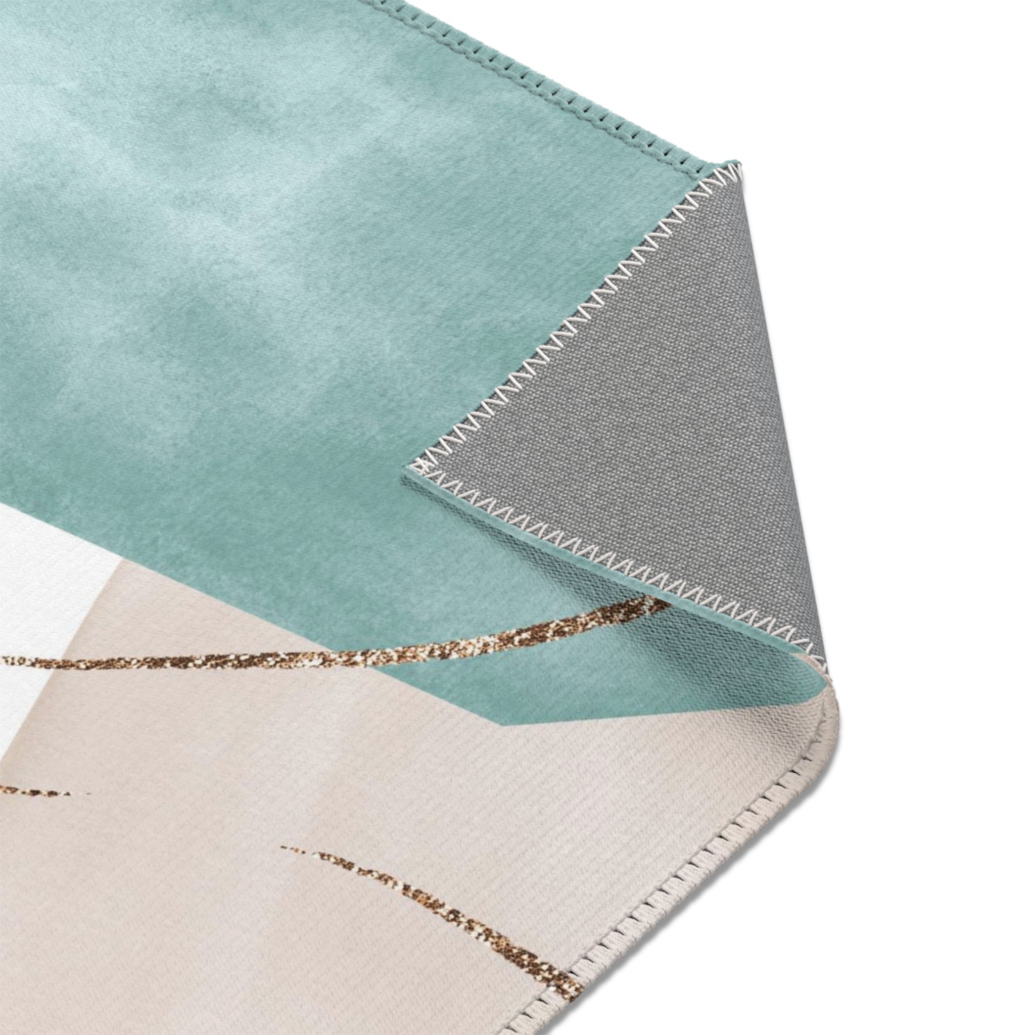 Abstract Boho Area Rug | Teal Pastel Pink Beige Minimalist