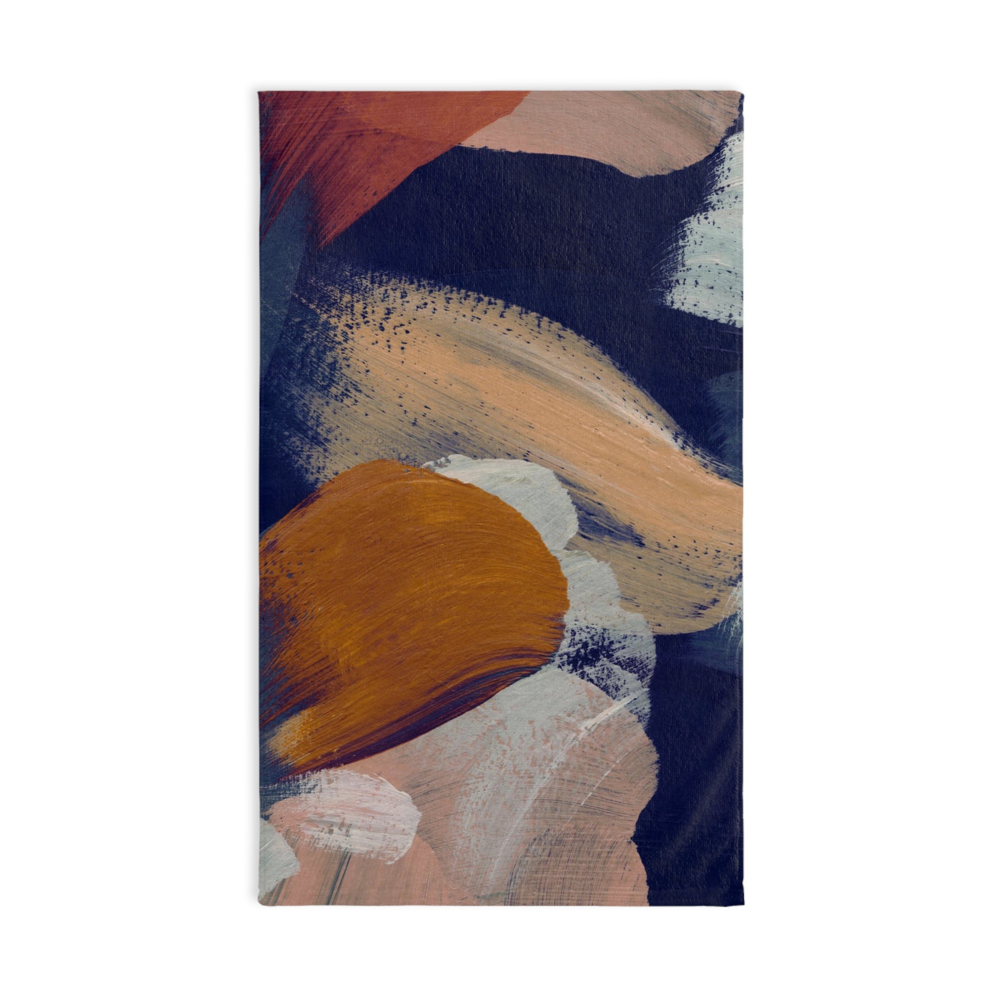 Abstract Kitchen, Bath Hand Towel | Navy Blue, Rust Beige Mat